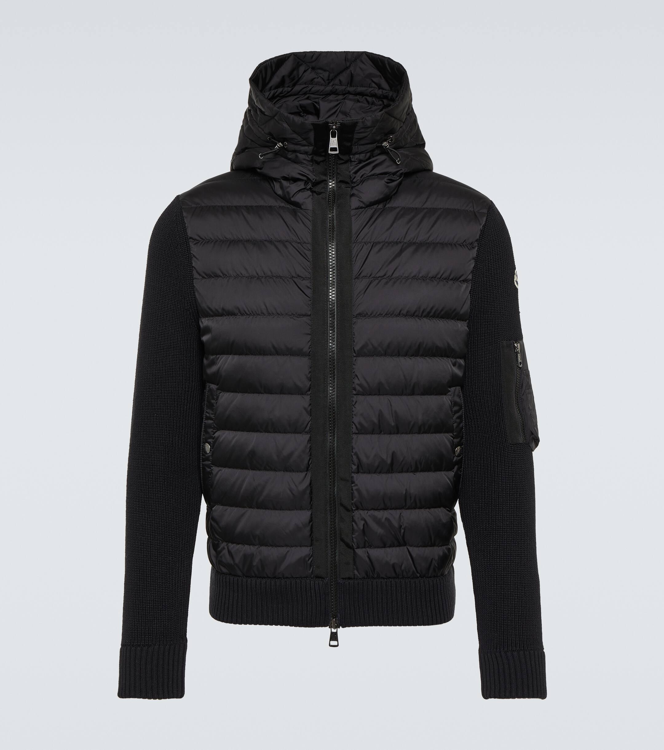 Moncler Down Paneled Wool Blend Jacket in Black for Men Lyst UK