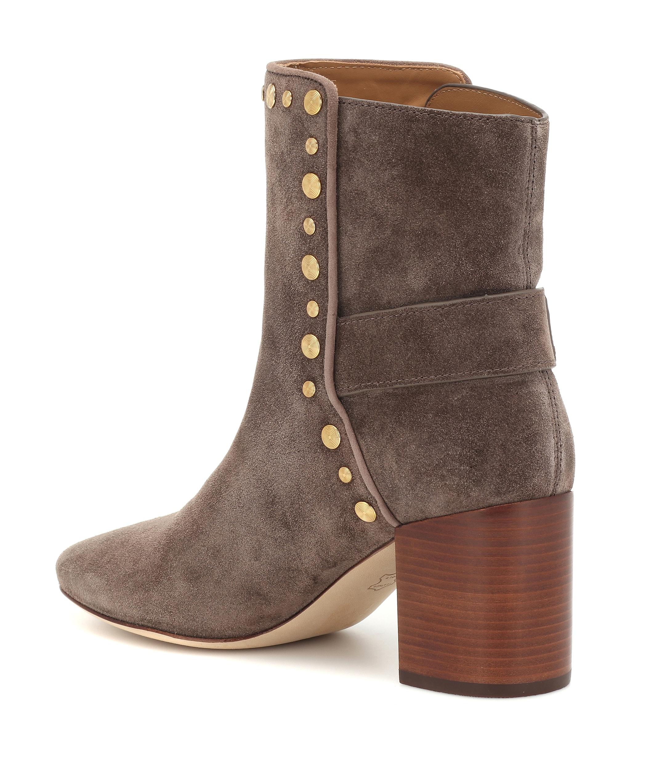 Tory Burch Embellished Suede Ankle Boots in Brown - Save 4% - Lyst