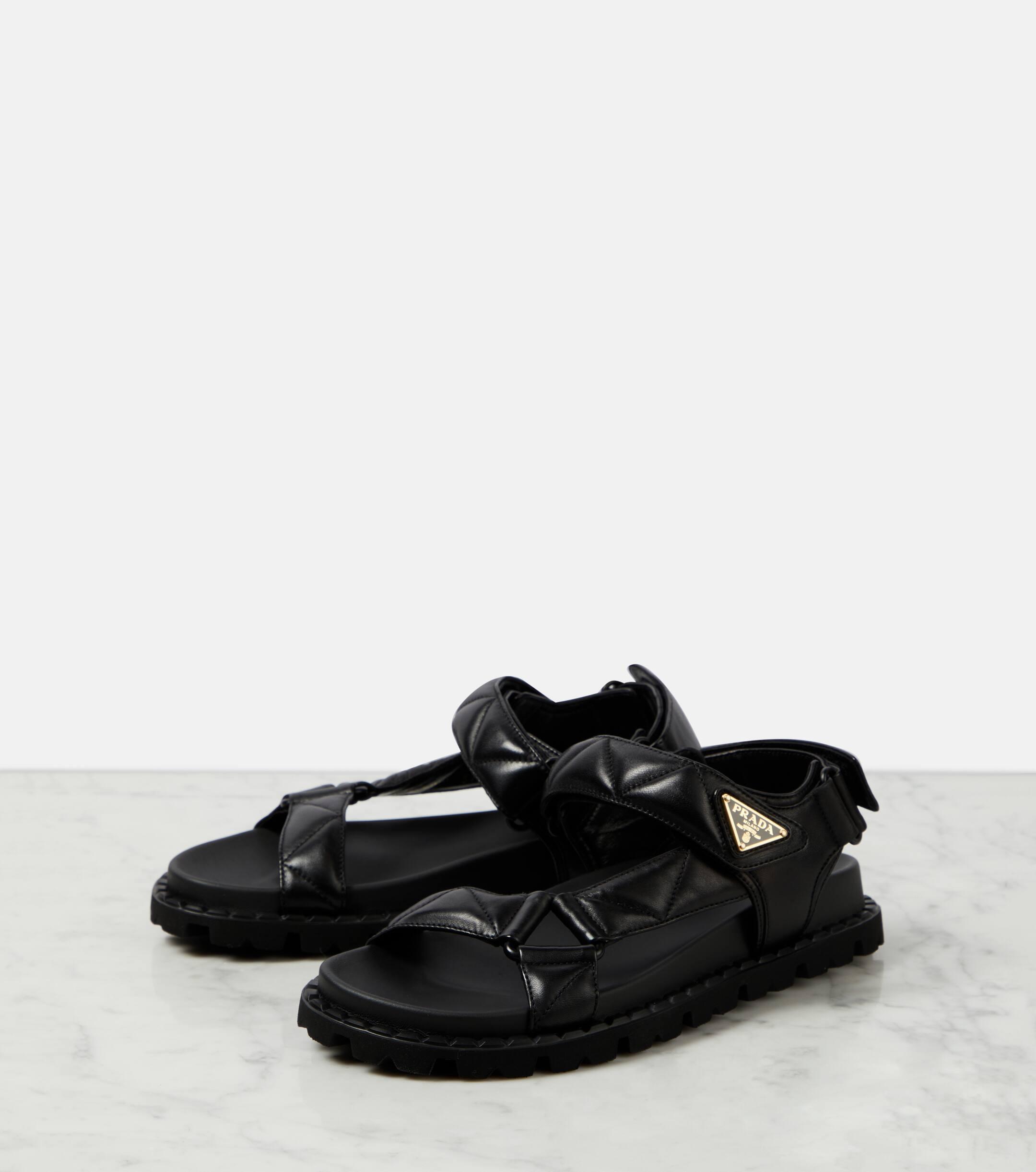 Prada Fussbett Quilted Leather Sandals in Black Lyst UK