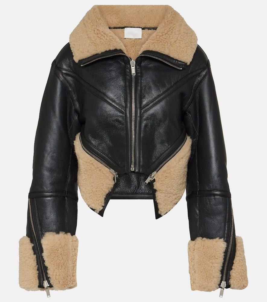 Dion Lee Reversible Leather And Shearling Cropped Jacket in