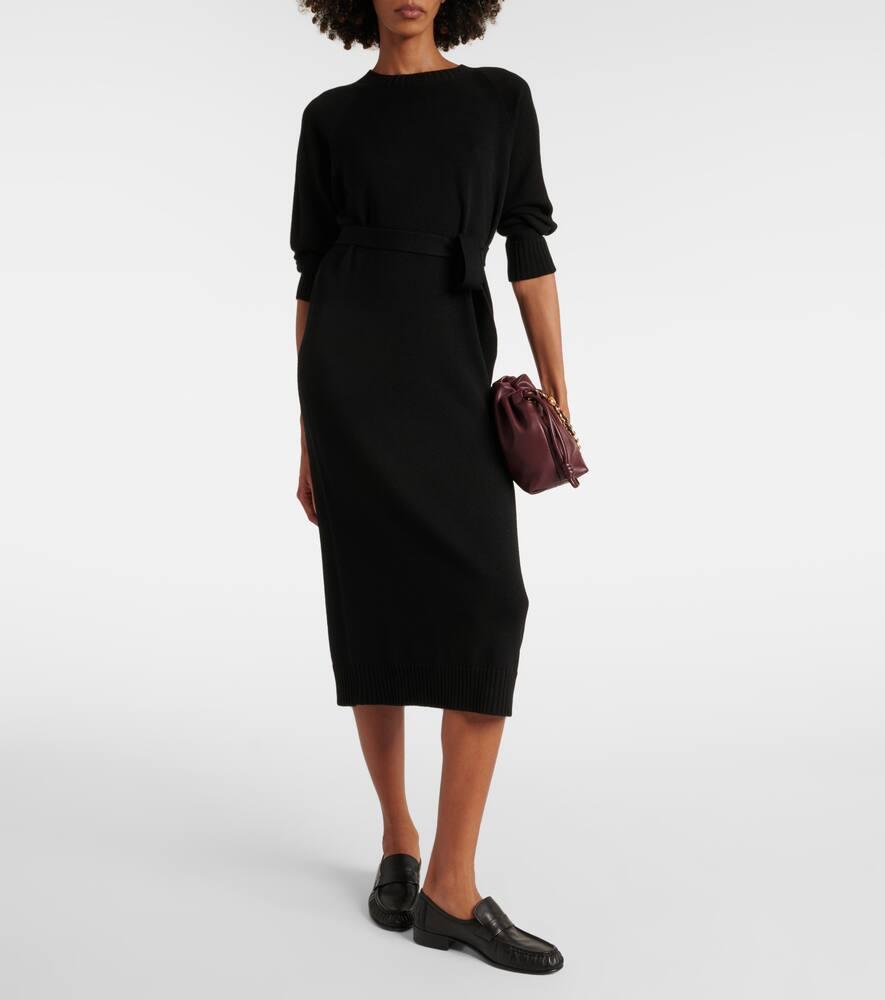 Max Mara Virgin Wool Midi Dress in Black | Lyst