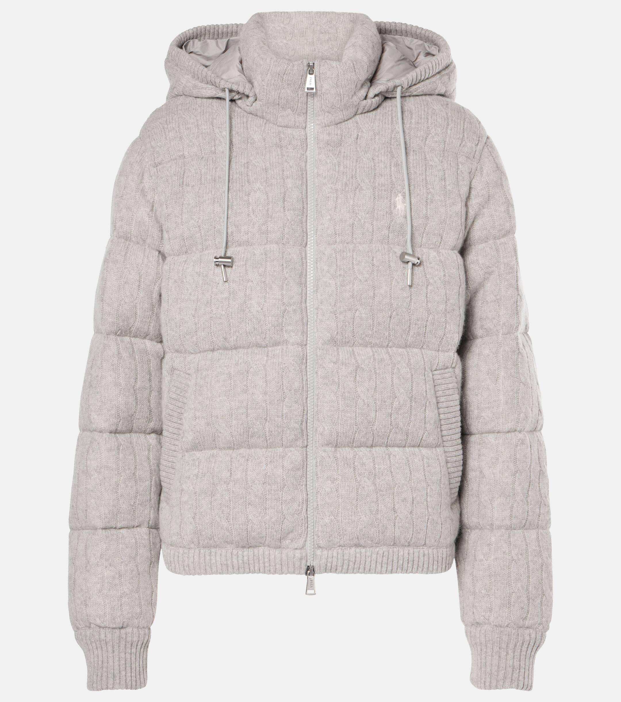 Polo Ralph Lauren Cable knit Wool And Cashmere Down Jacket in Grey Lyst UK