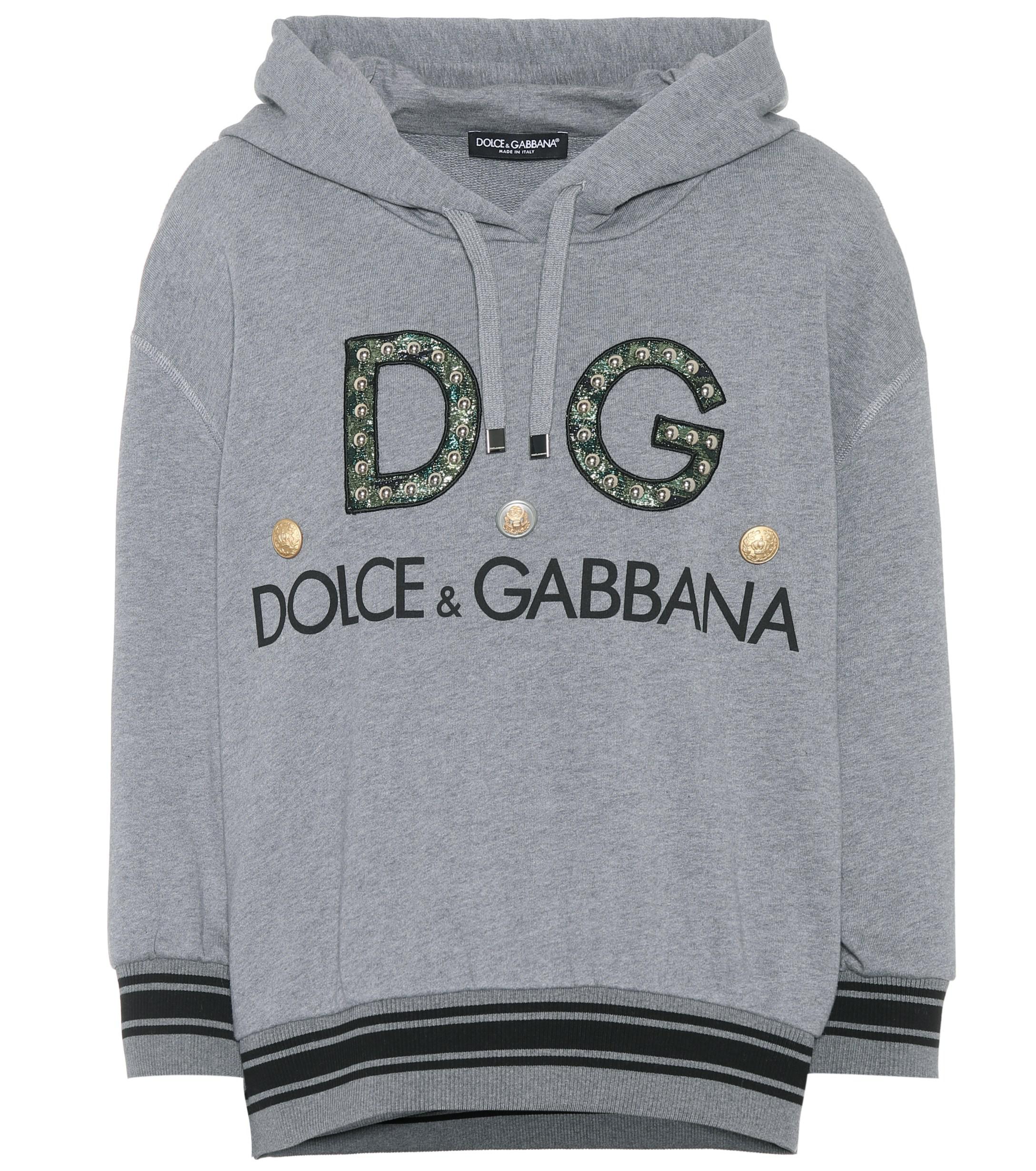 Lyst Dolce & Gabbana Printed Cotton Hoodie in Gray