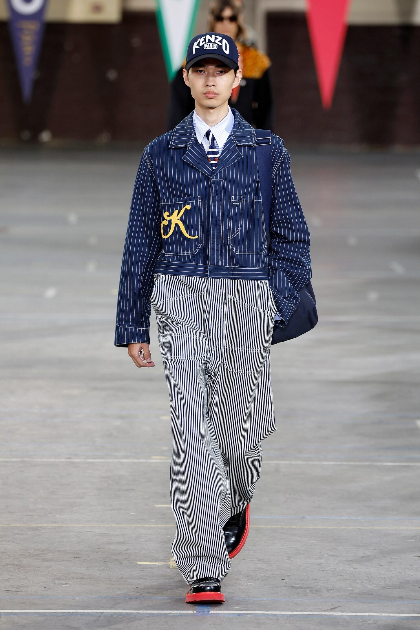 KENZO Sailor Striped Denim Jumpsuit in Blue for Men Lyst