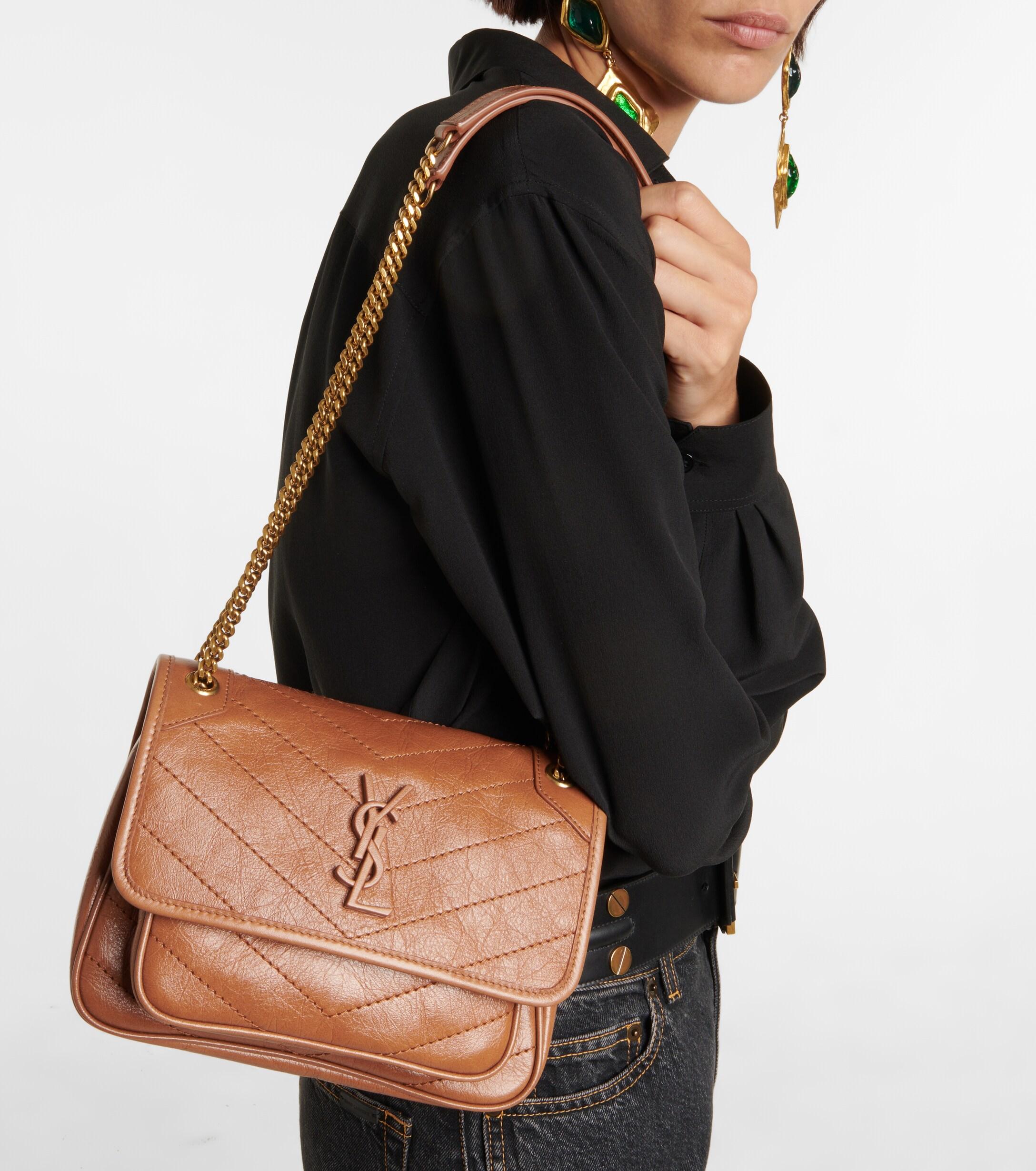 Saint Laurent Niki Baby Small Leather Shoulder Bag in Brown | Lyst UK