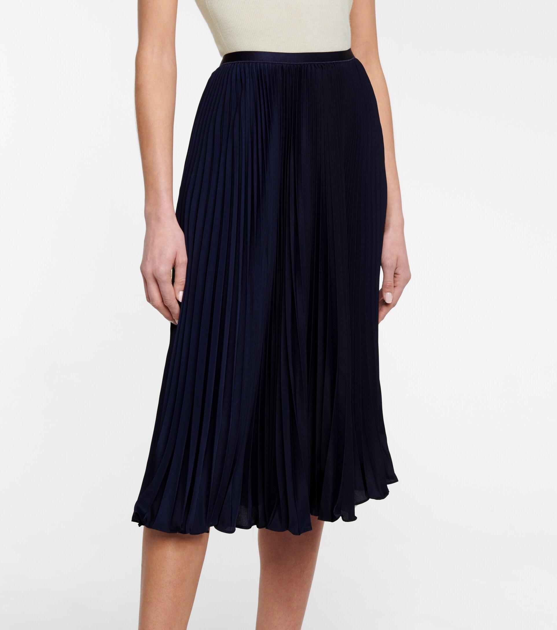 Polo Ralph Lauren High-rise Pleated Midi Skirt in Blue | Lyst