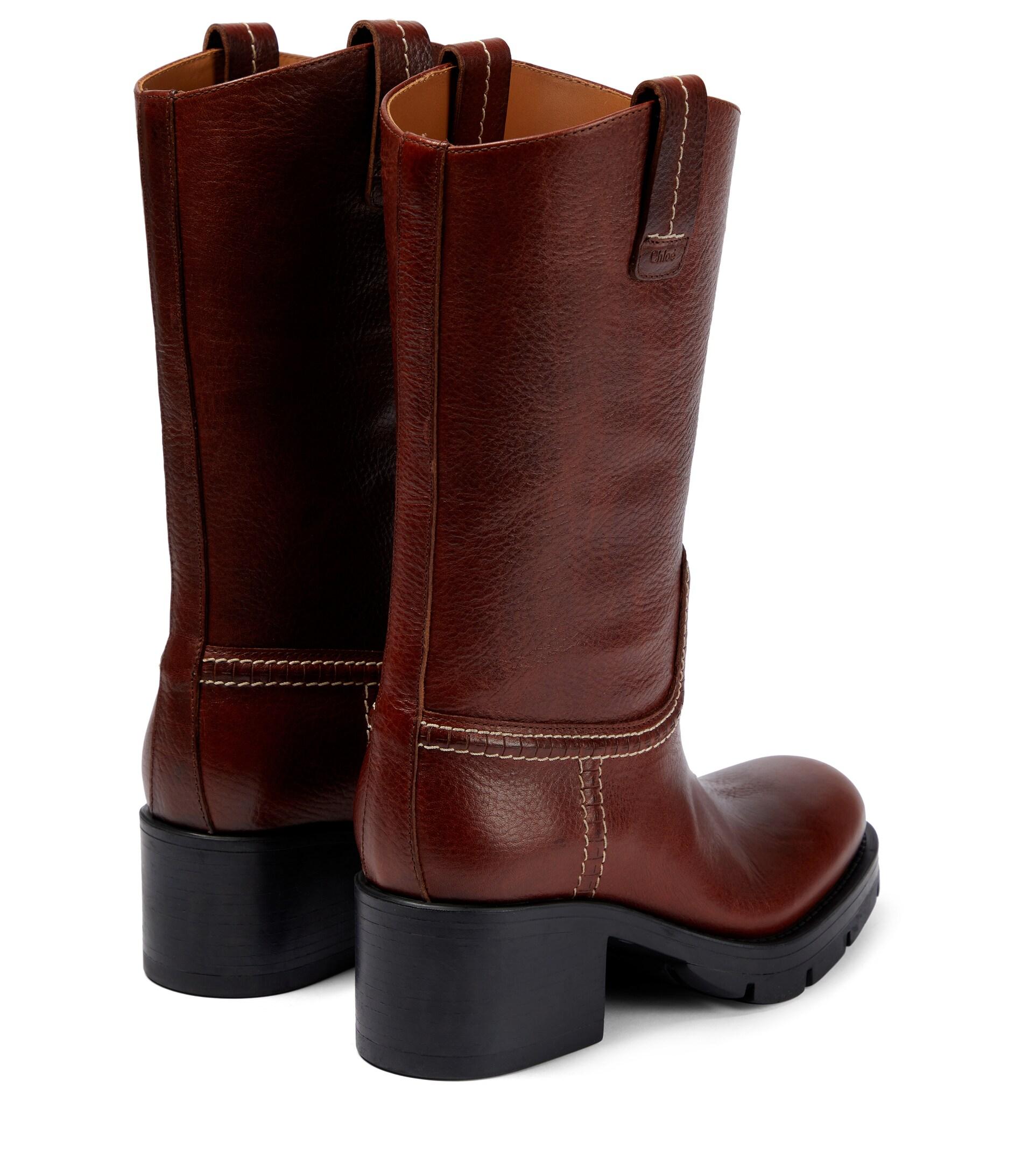 Chloé Neva Leather Ankle Boots in Brown | Lyst