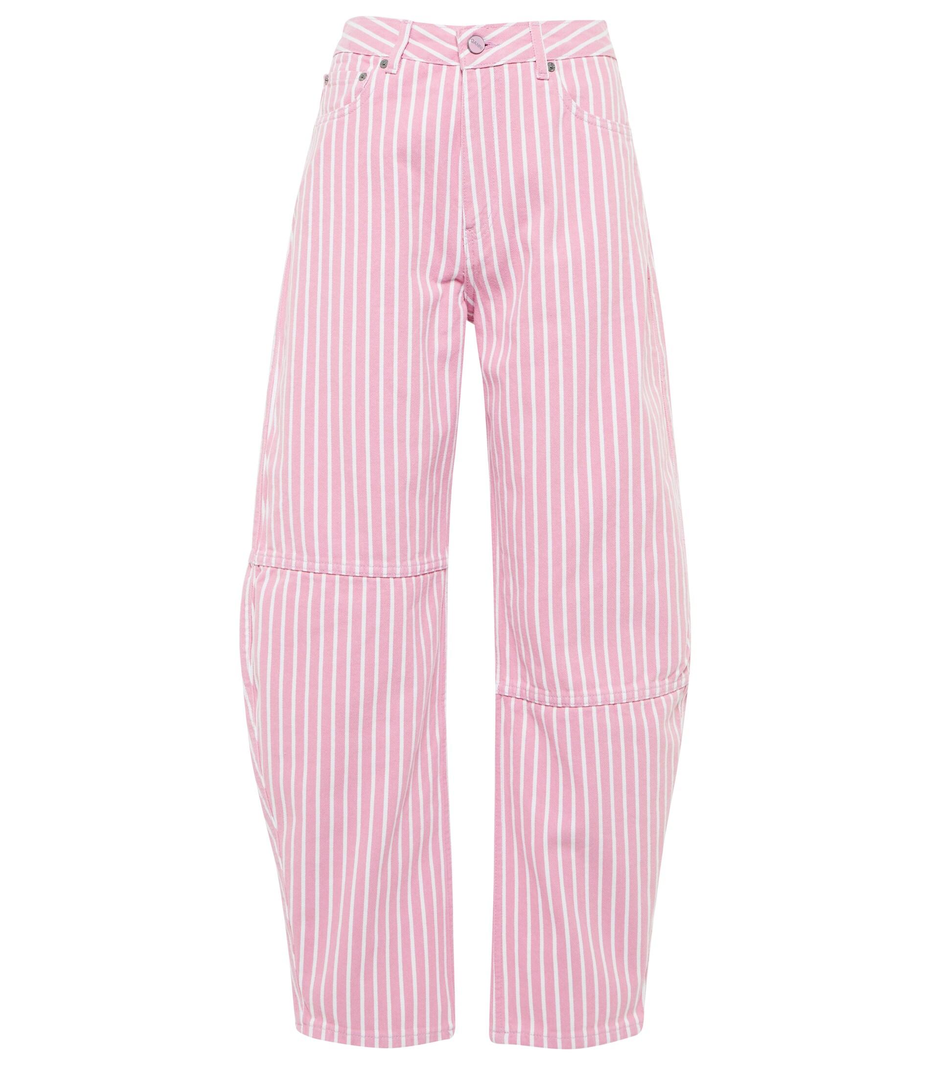 Ganni Stary Striped High-rise Jeans in Pink | Lyst