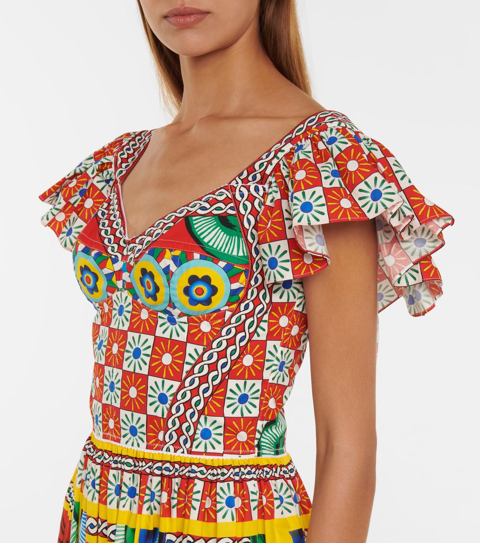 Dolce & Gabbana Printed Cotton-blend Poplin Midi Dress | Lyst