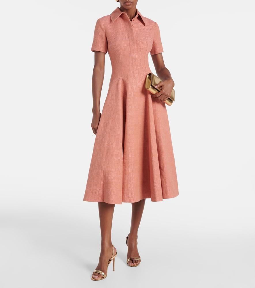 Emilia Wickstead Jody Cotton And Linen Midi Dress in Pink | Lyst