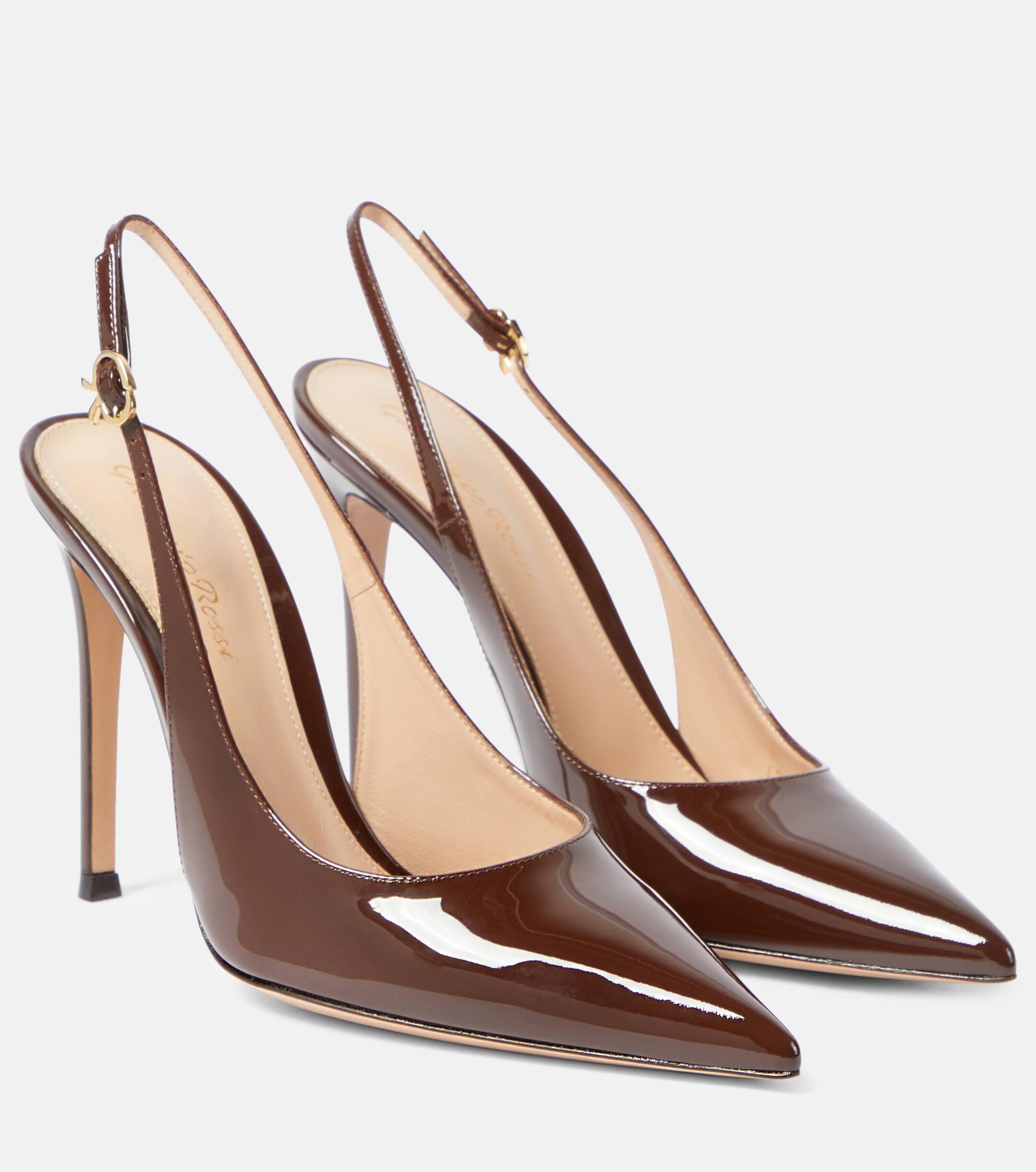 Gianvito Rossi Patent Leather Slingback Pumps in Brown | Lyst UK