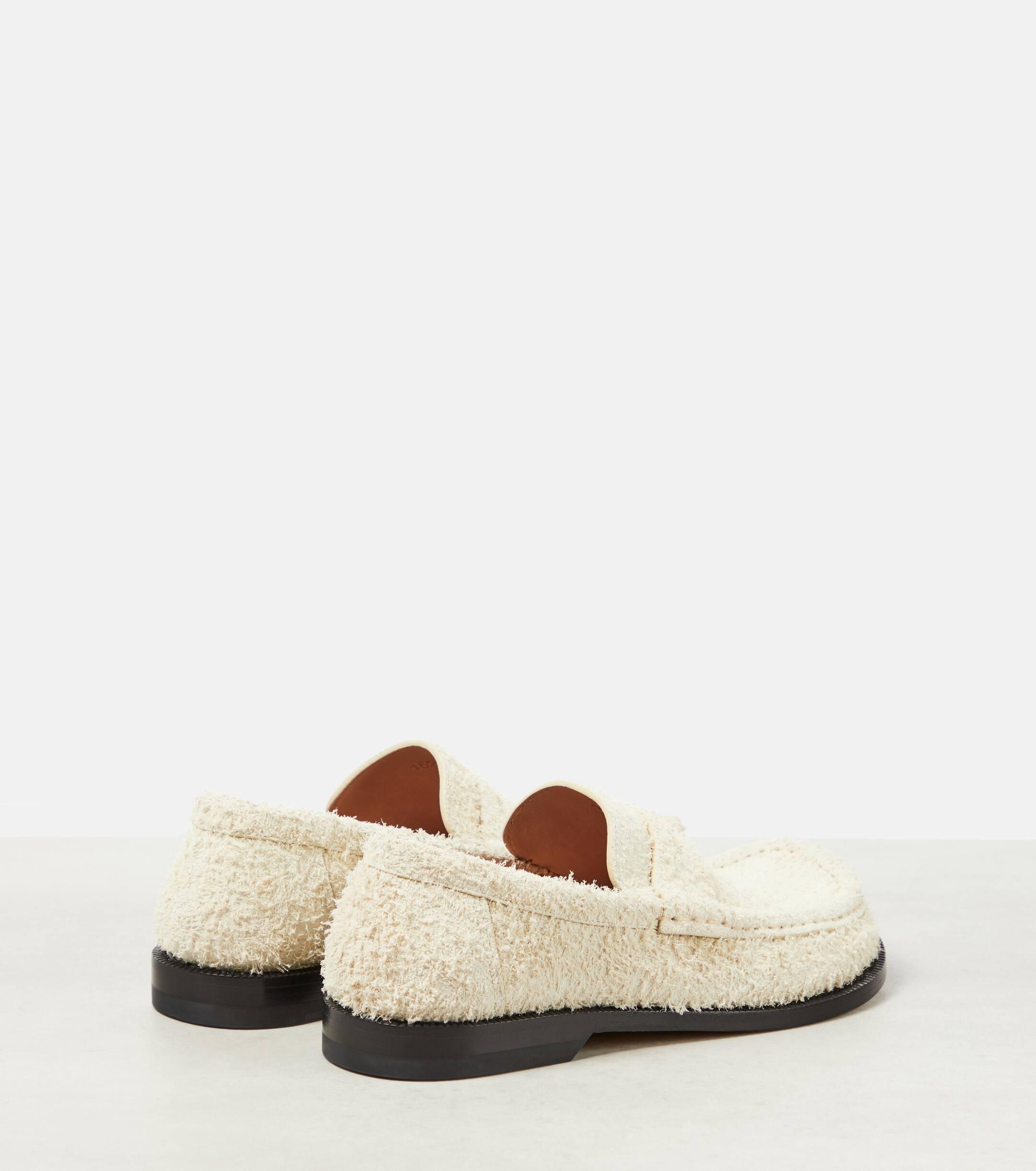 Loewe Campo Brushed Suede Penny Loafers in White | Lyst UK