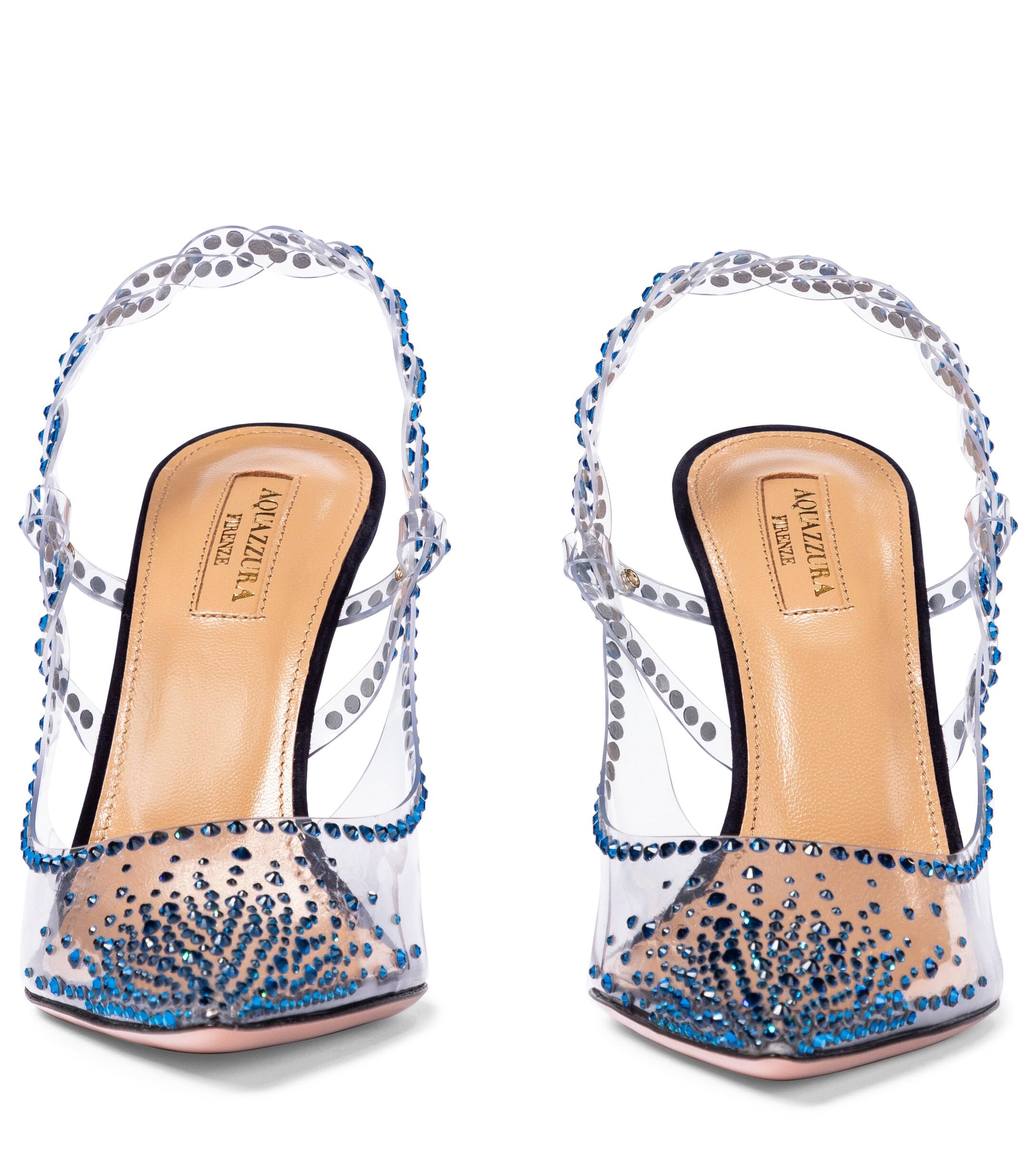 aquazzura blue heels