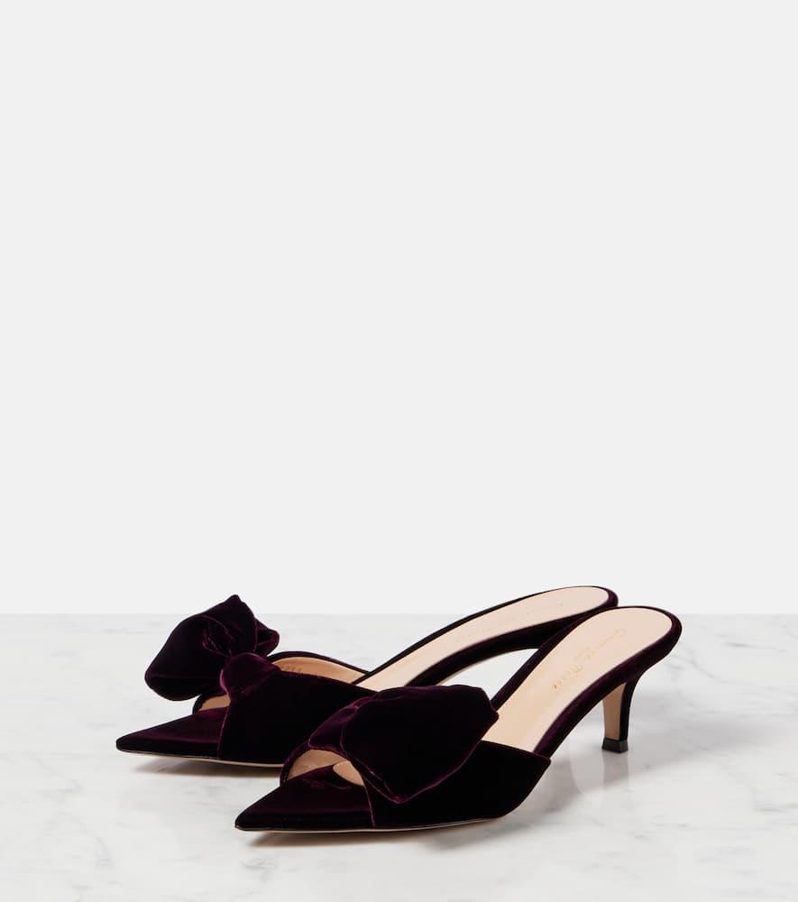 【Gianvito Rossi】 55 bow-detail velvet mules Gianvito Rossi 55 bow-detail velvet mules Gianvito Rossi