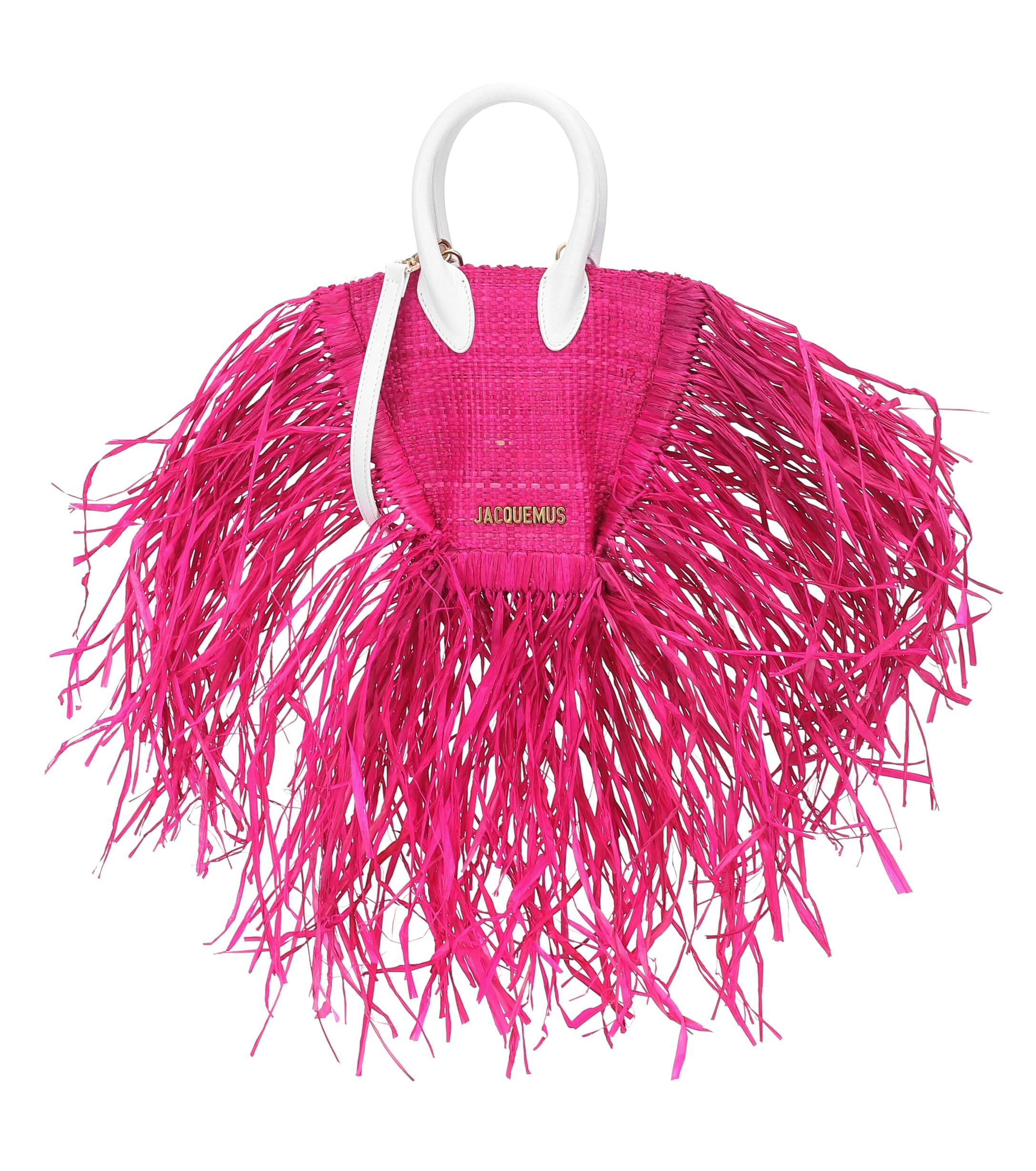 Jacquemus Le Petit Baci Fringed Straw Bag in Pink Lyst