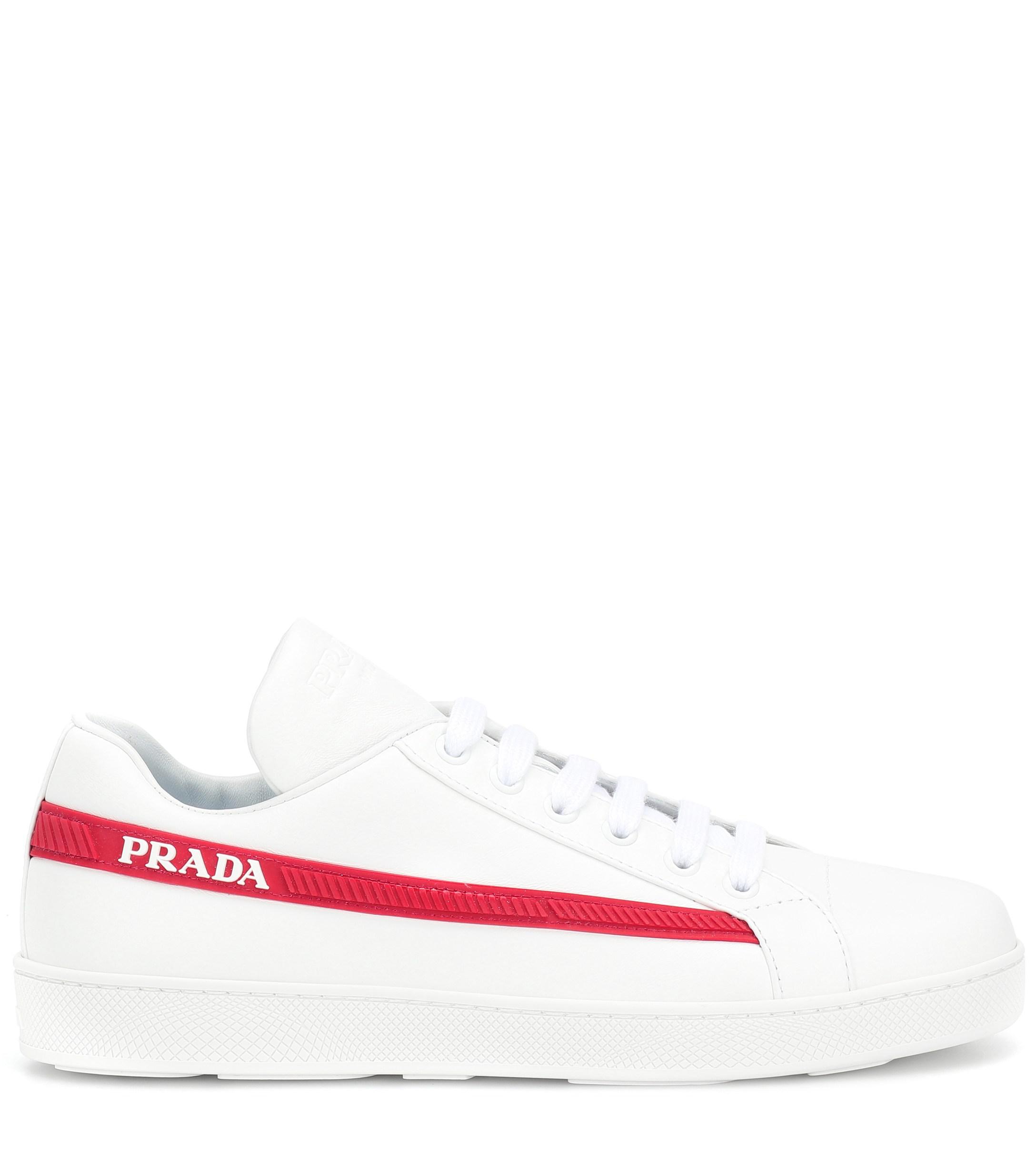 Prada Leather Sneakers in White - Lyst