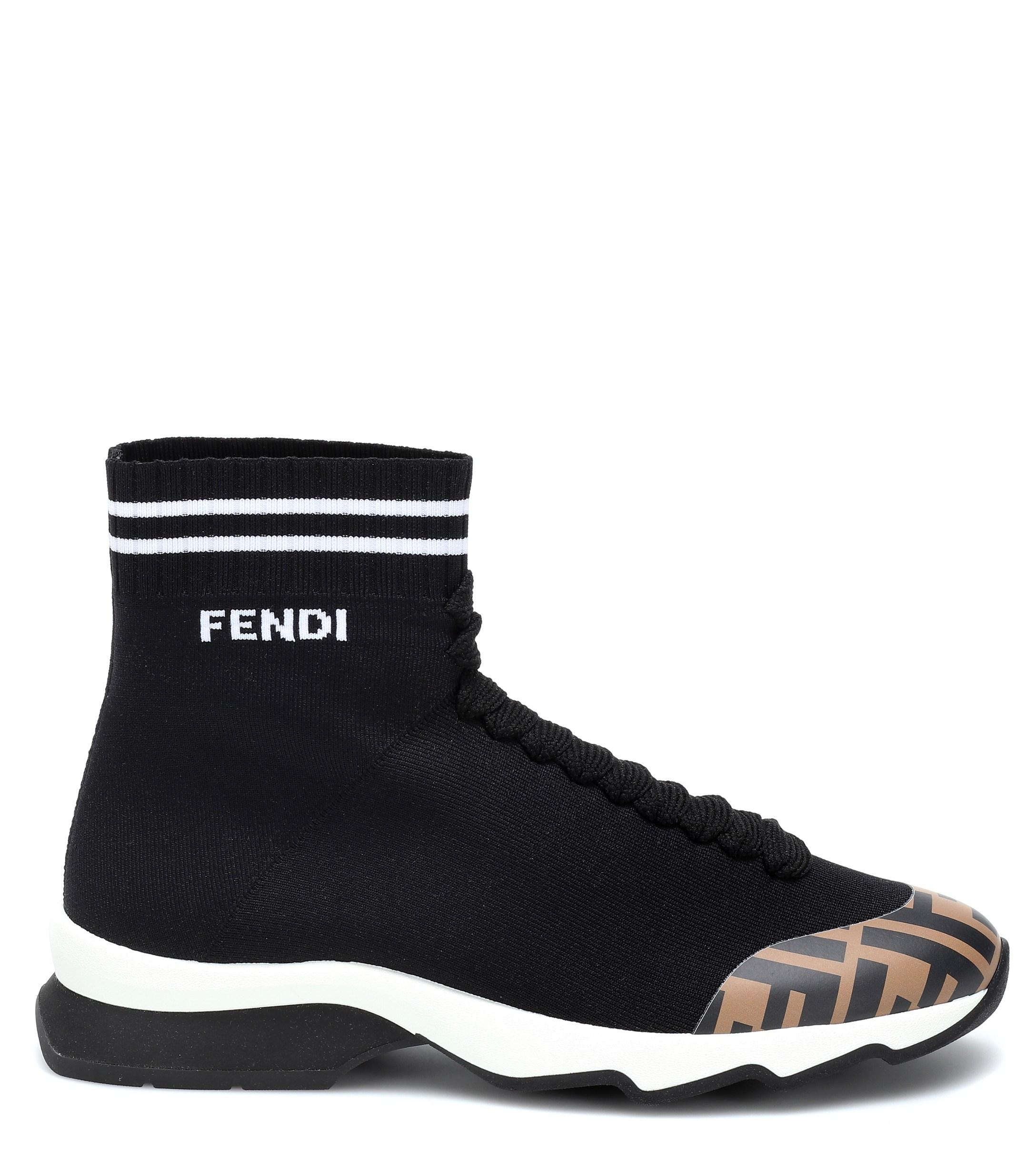Fendi Synthetic Sock Sneakers in Black 
