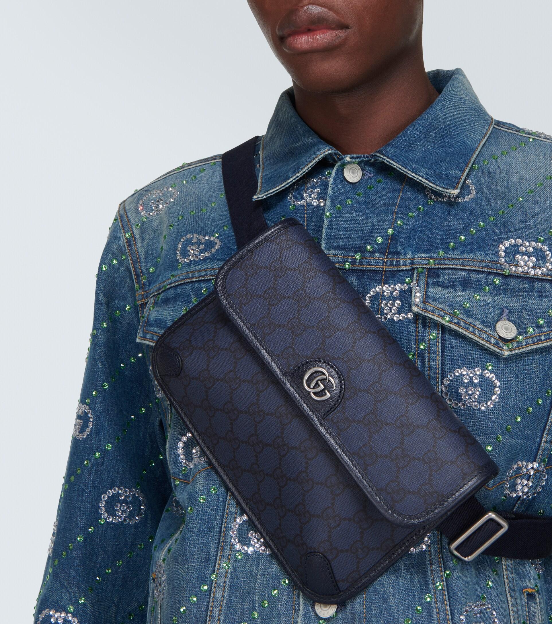 GG Leather Trimmed Belt in Blue - Gucci Kids