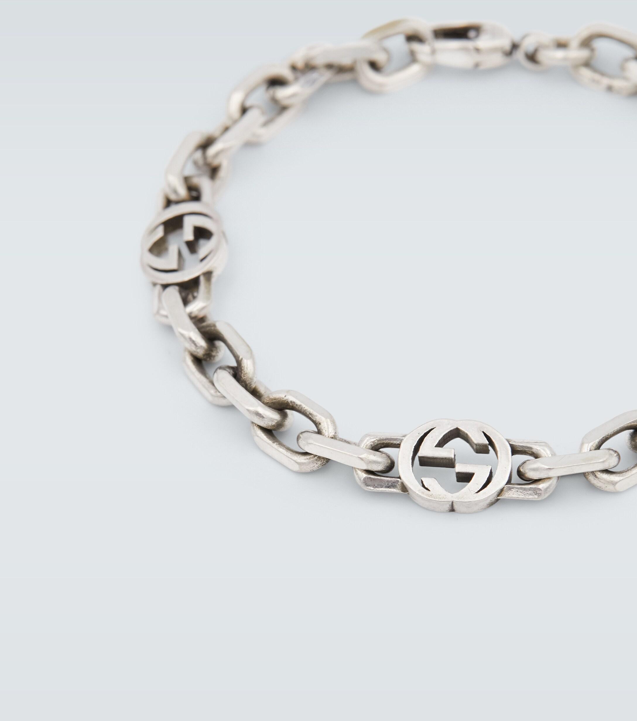 Gucci Interlocking Silver Bracelet In Metallic For Men Lyst gucci-interlocking-silver-bracelet-in-metallic-for-men-lyst