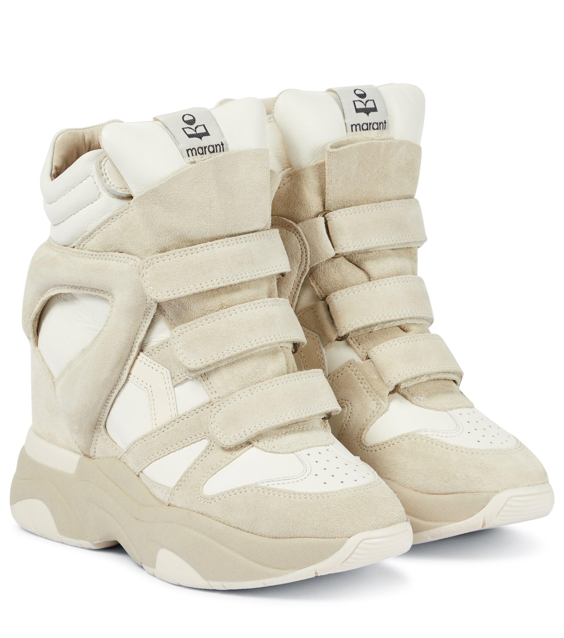 Isabel Marant Balskee Leather Wedge Sneakers in White | Lyst