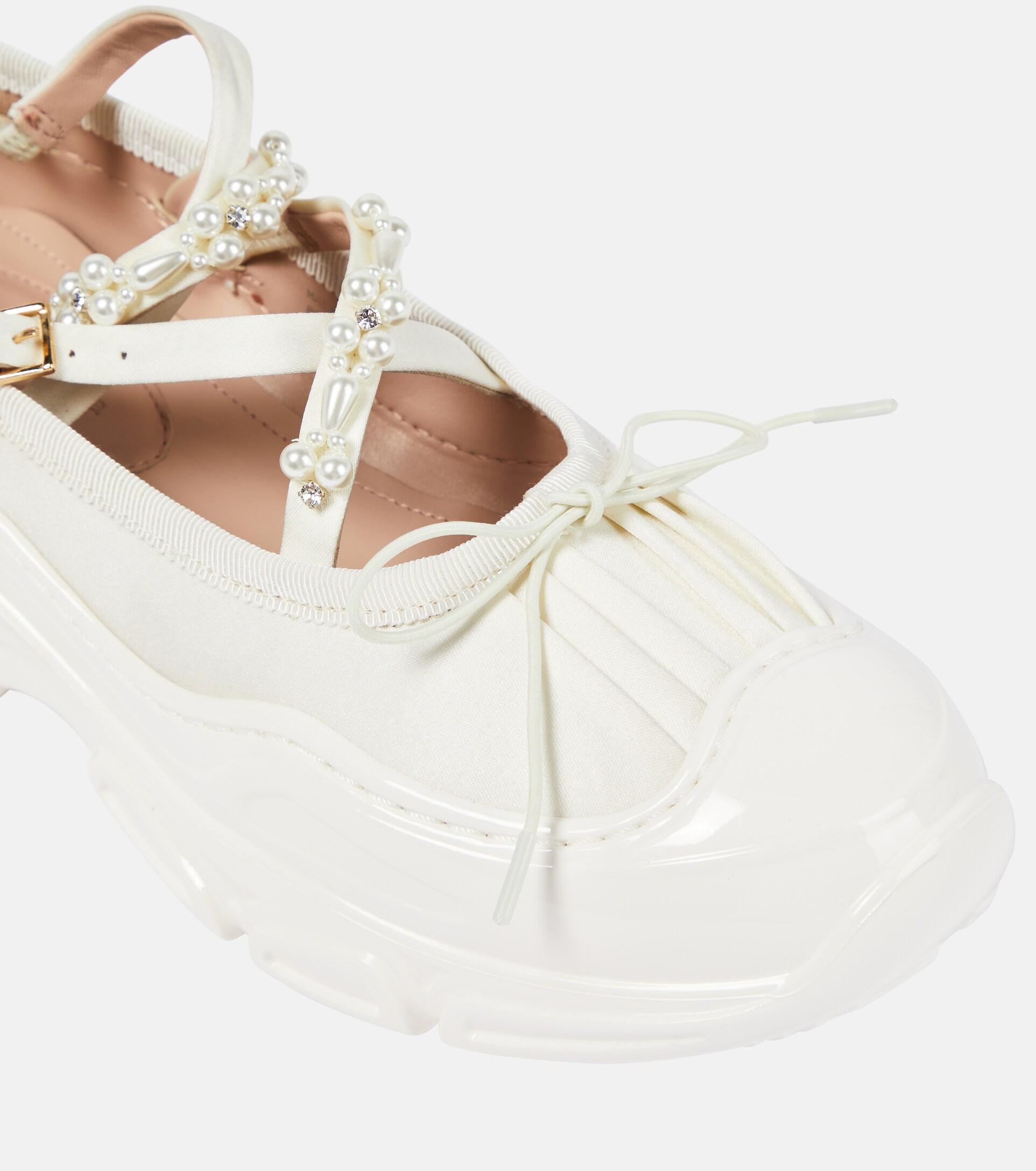 Simone Rocha Low-trek Ballerina Embroidered Shoes in White
