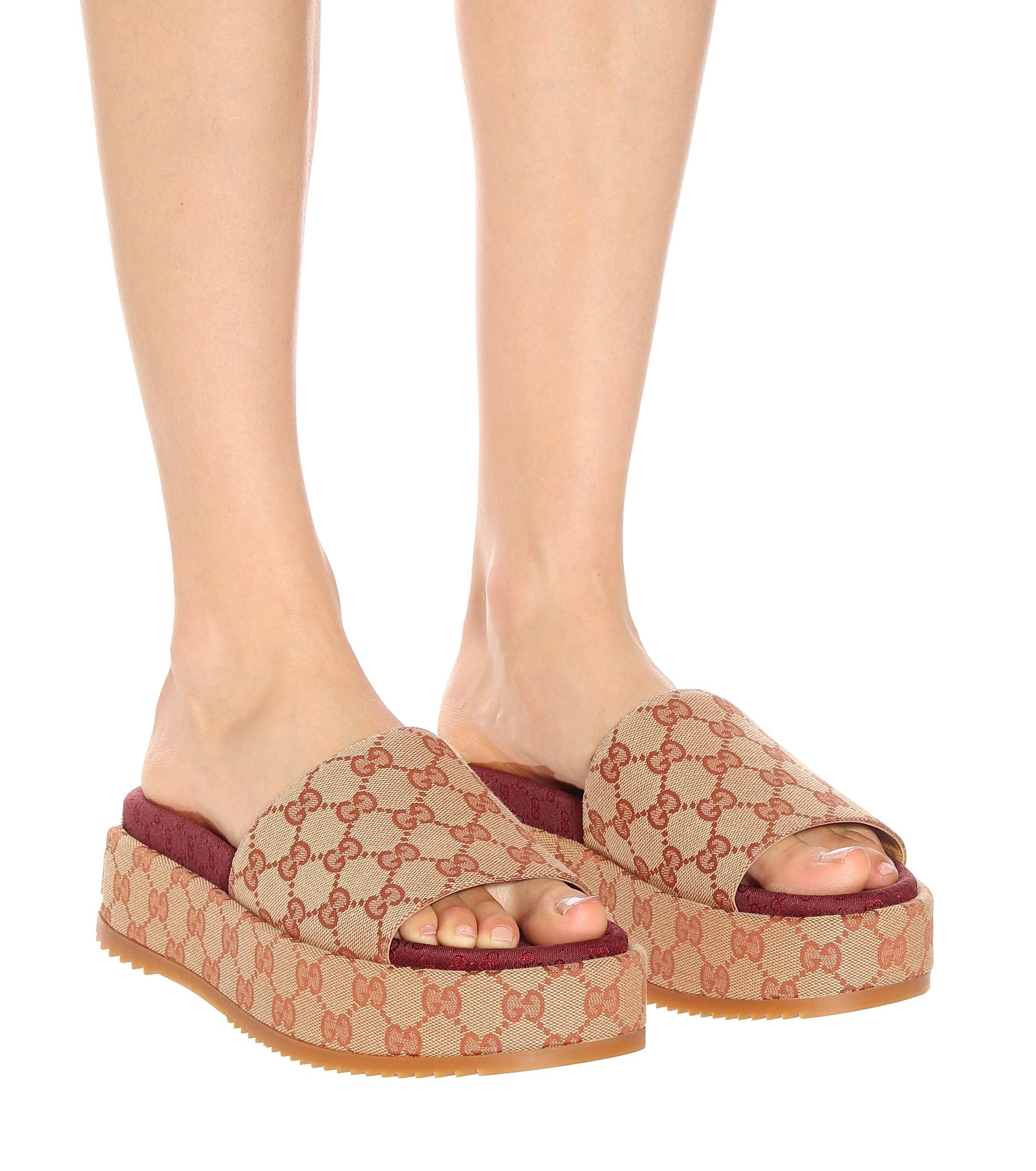 Gucci Canvas GG Supreme Platform Sandals in Beige (Brown) - Save 17% - Lyst