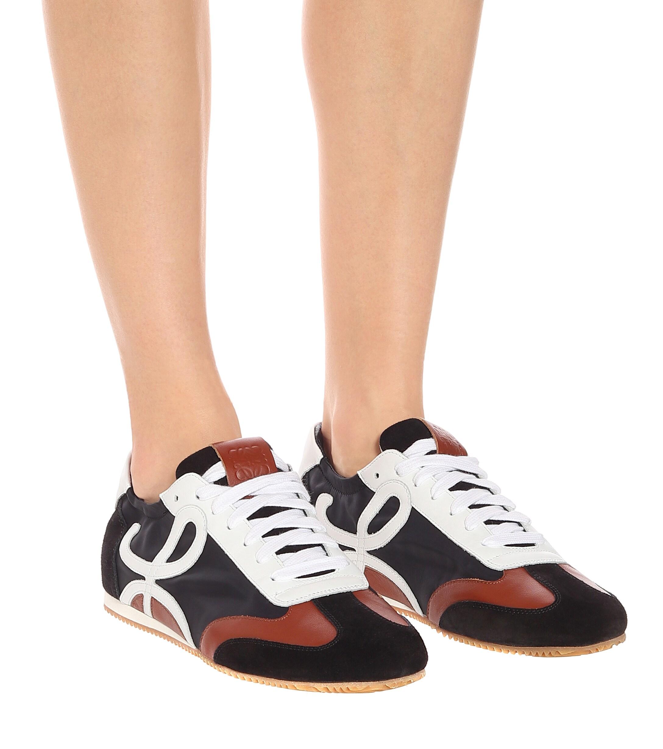 Loewe Synthetic Logo Nylon And Leather Sneakers - Lyst