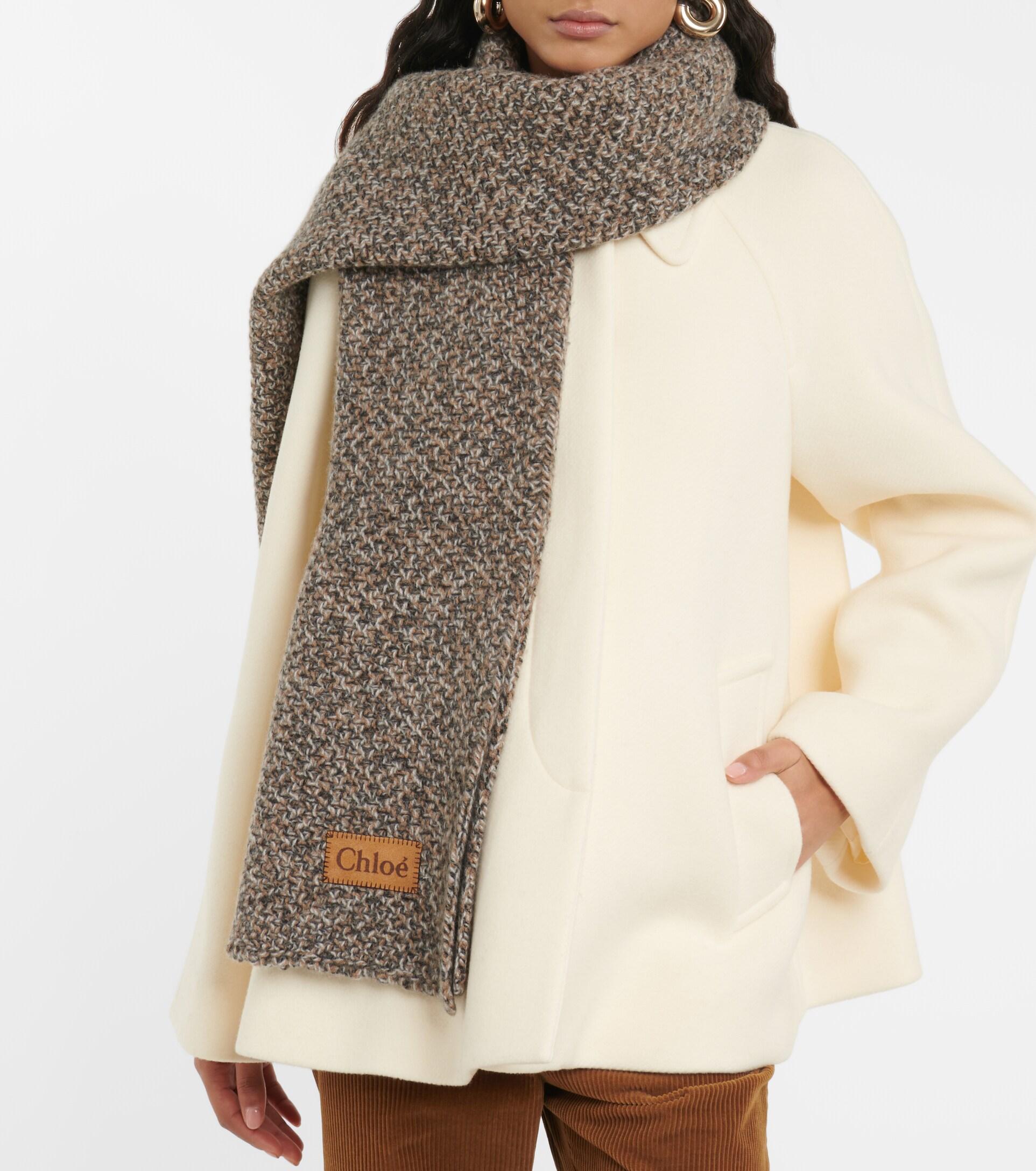 Chloé Cashmere And Wool Scarf in Brown | Lyst