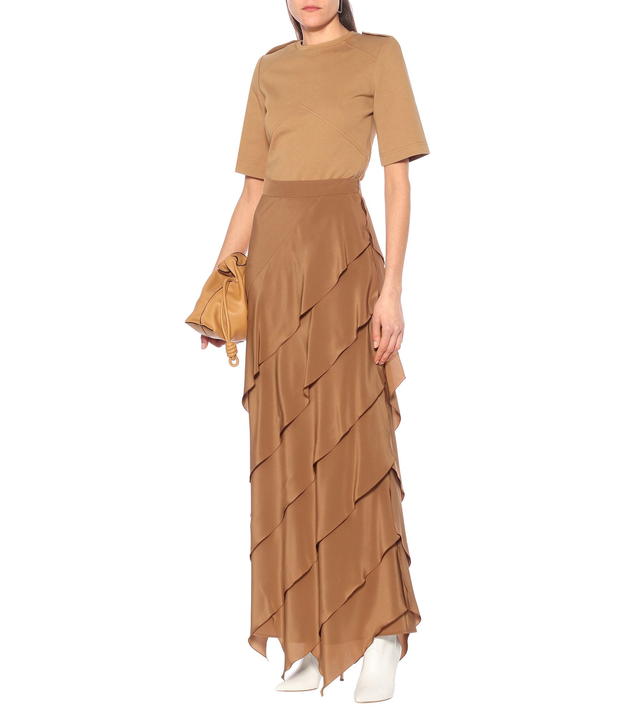 Max Mara High-rise Silk-satin Skirt in Brown | Lyst