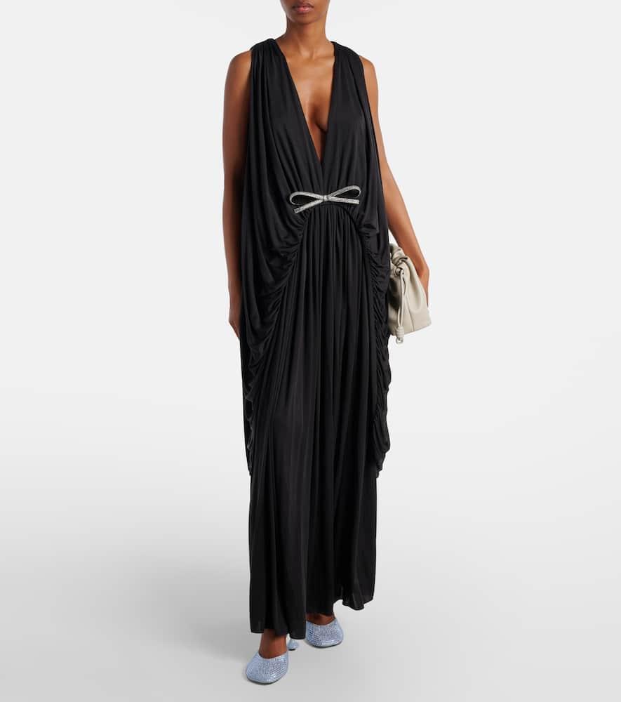 ワンピース LOEWE SILK LONG DRESS Black Strapless cape-effect hammered-satin gown | LOEWE