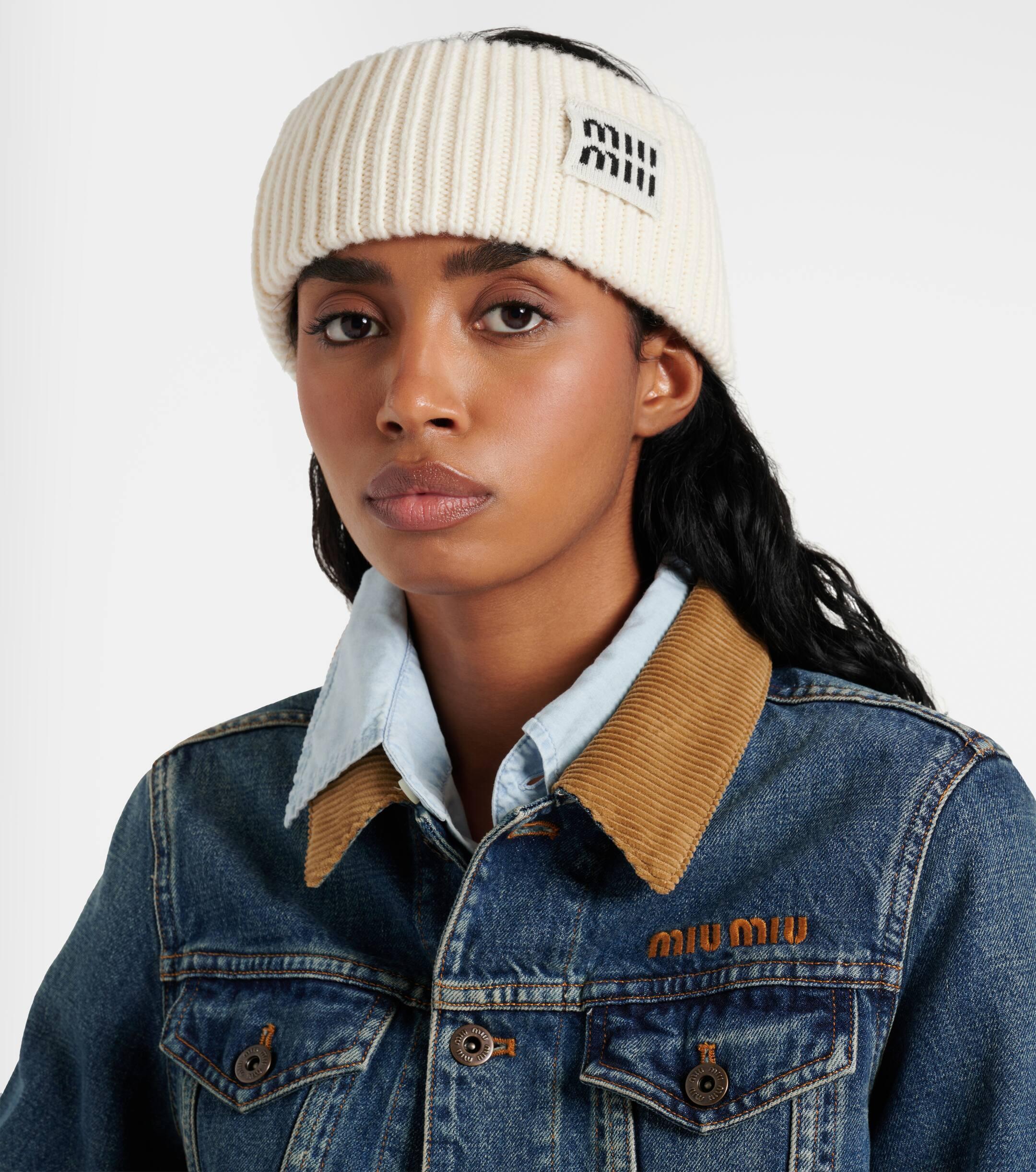 Miu Miu Logo Wool And Cashmere Headband in White | Lyst UK