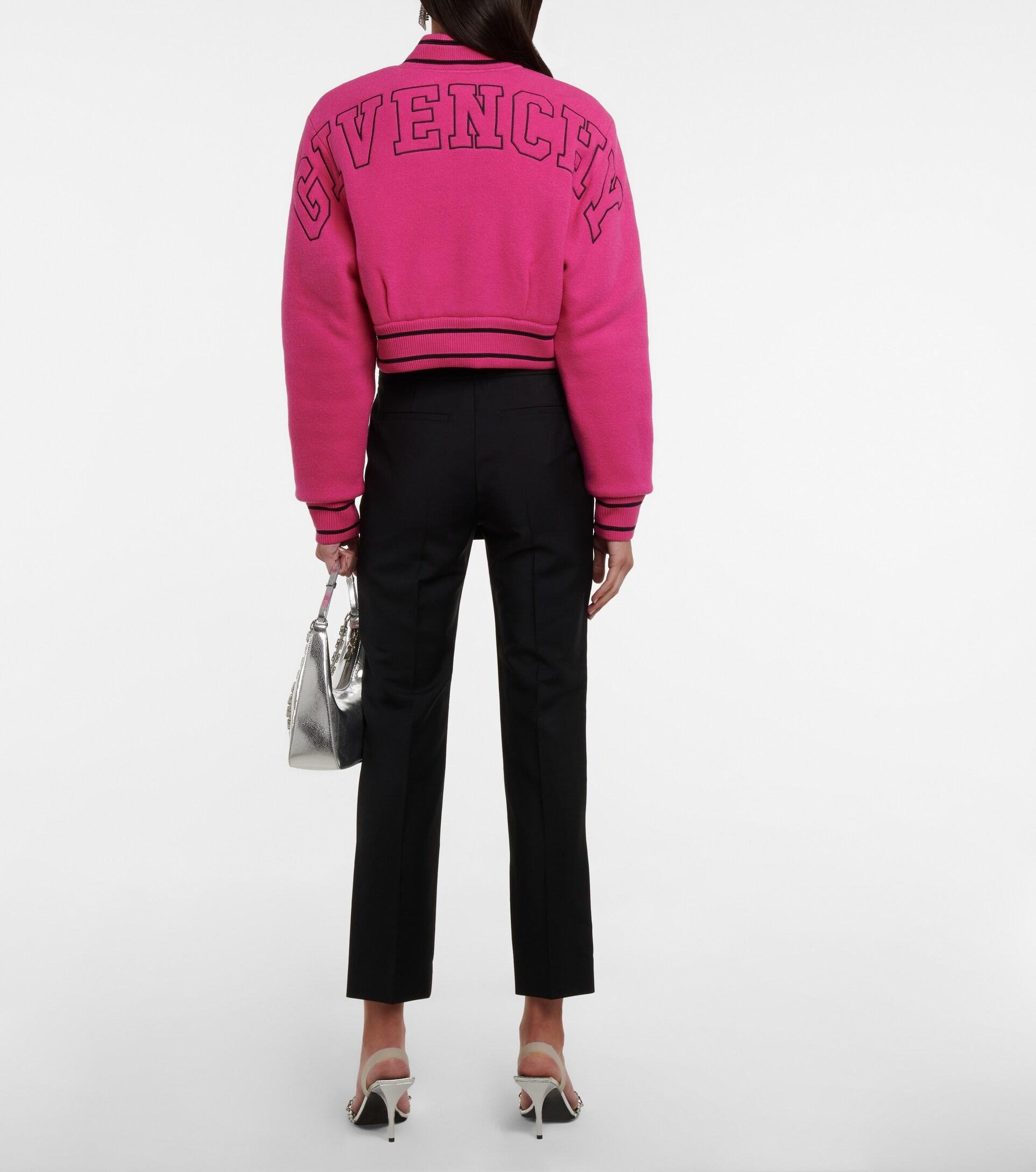 Givenchy Logo-embroidered Wool Bomber Jacket in Pink | Lyst