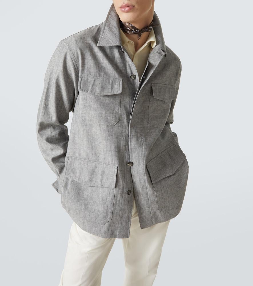 dunhill Linen Field Jacket in Grey for Men | Lyst UK