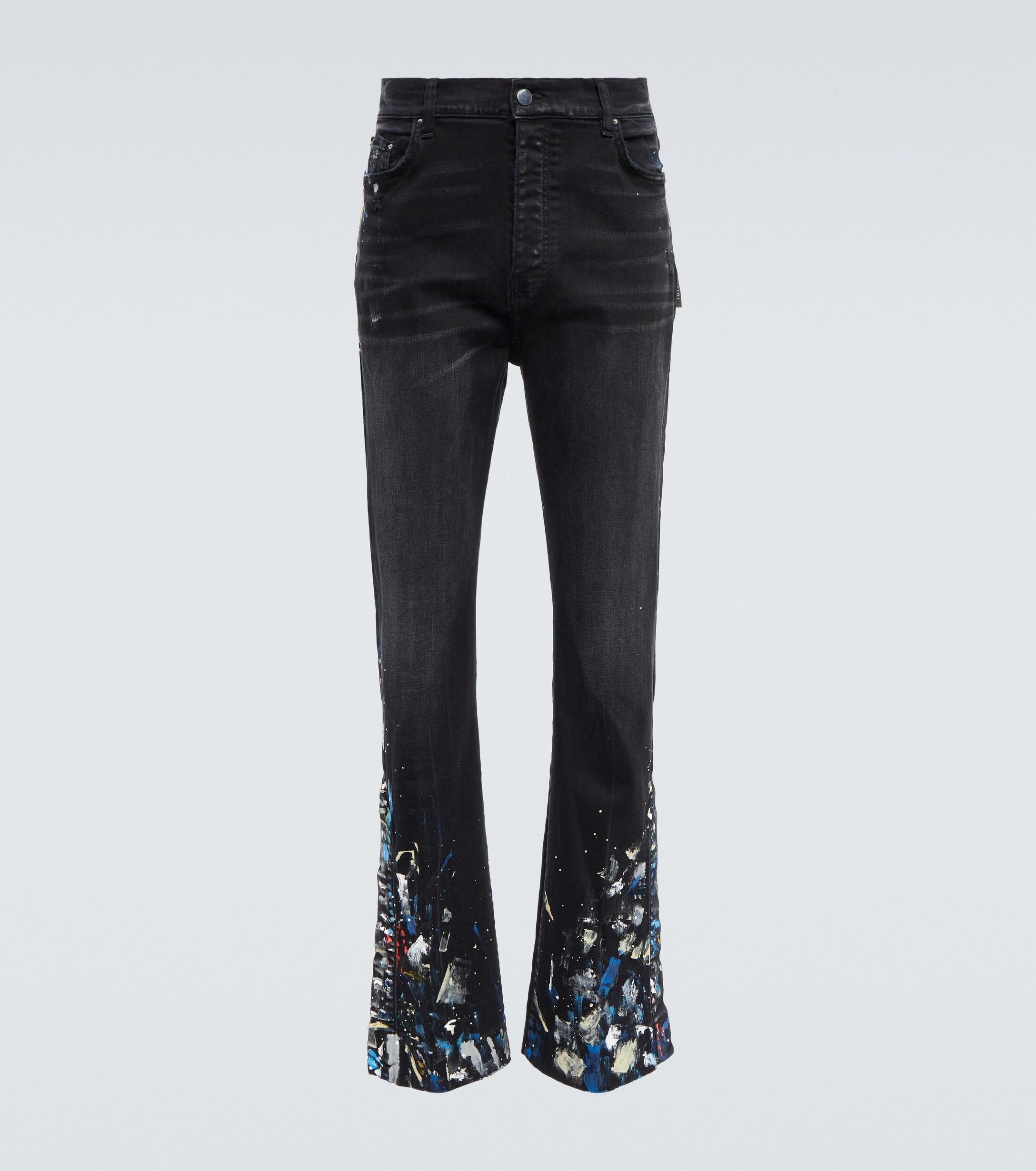 Amiri Paint Splatter Flared Jeans in Black for Men Lyst Australia
