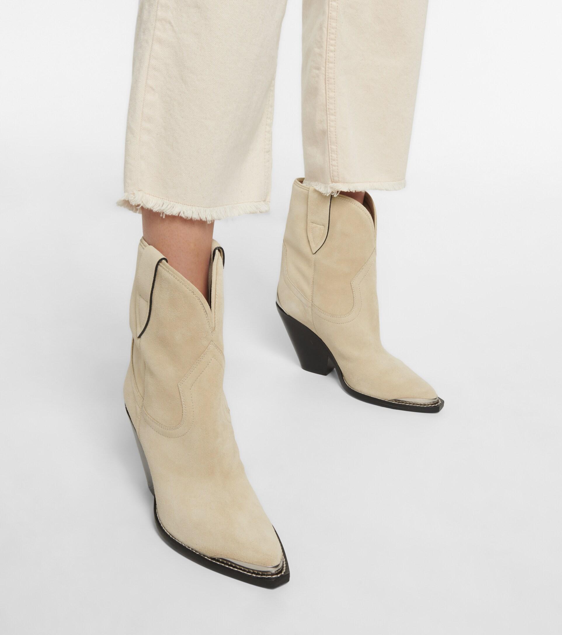 Isabel Marant Leyane Suede Ankle Boots in Natural | Lyst