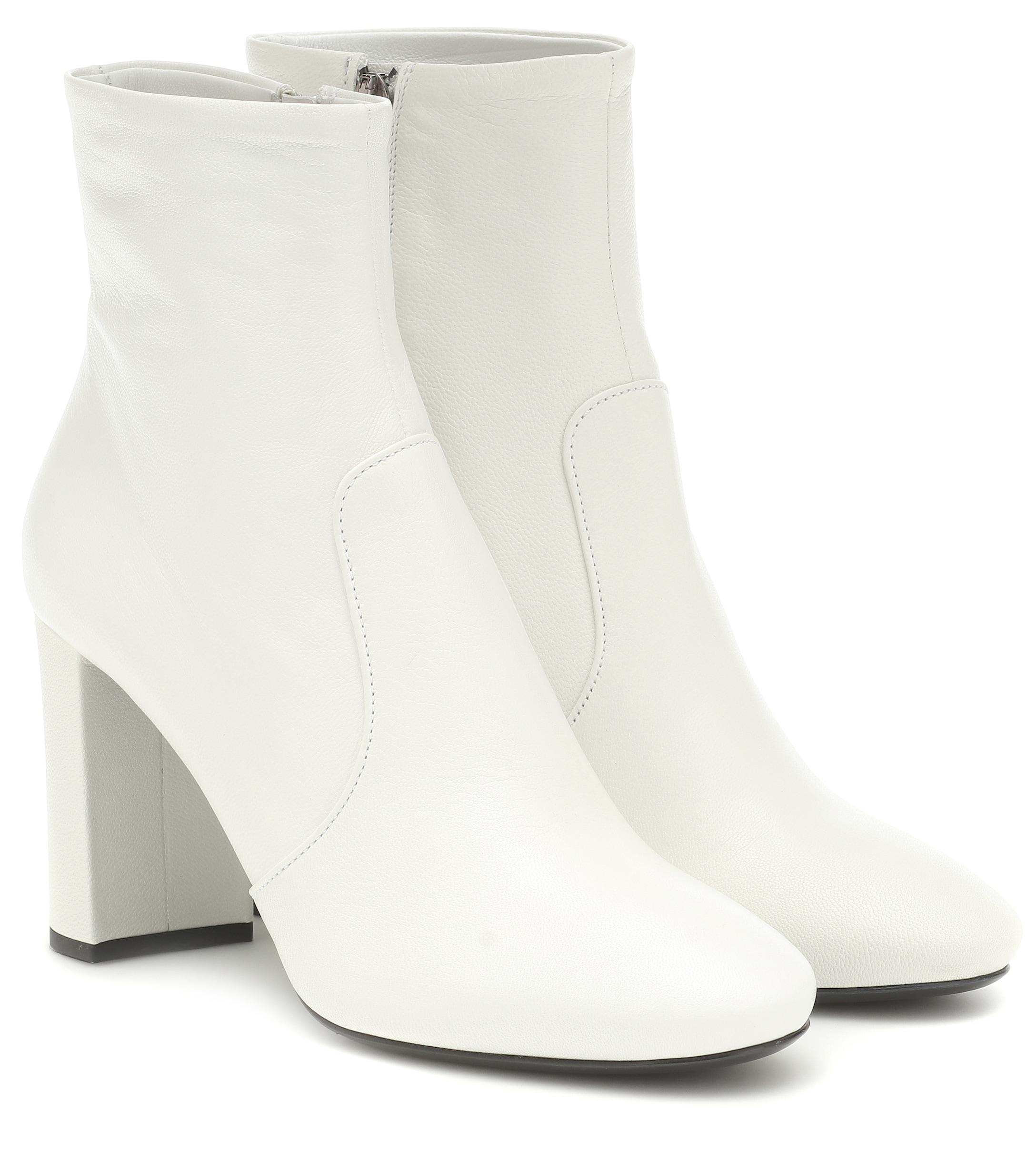 Prada Leather Ankle Boots in White - Lyst