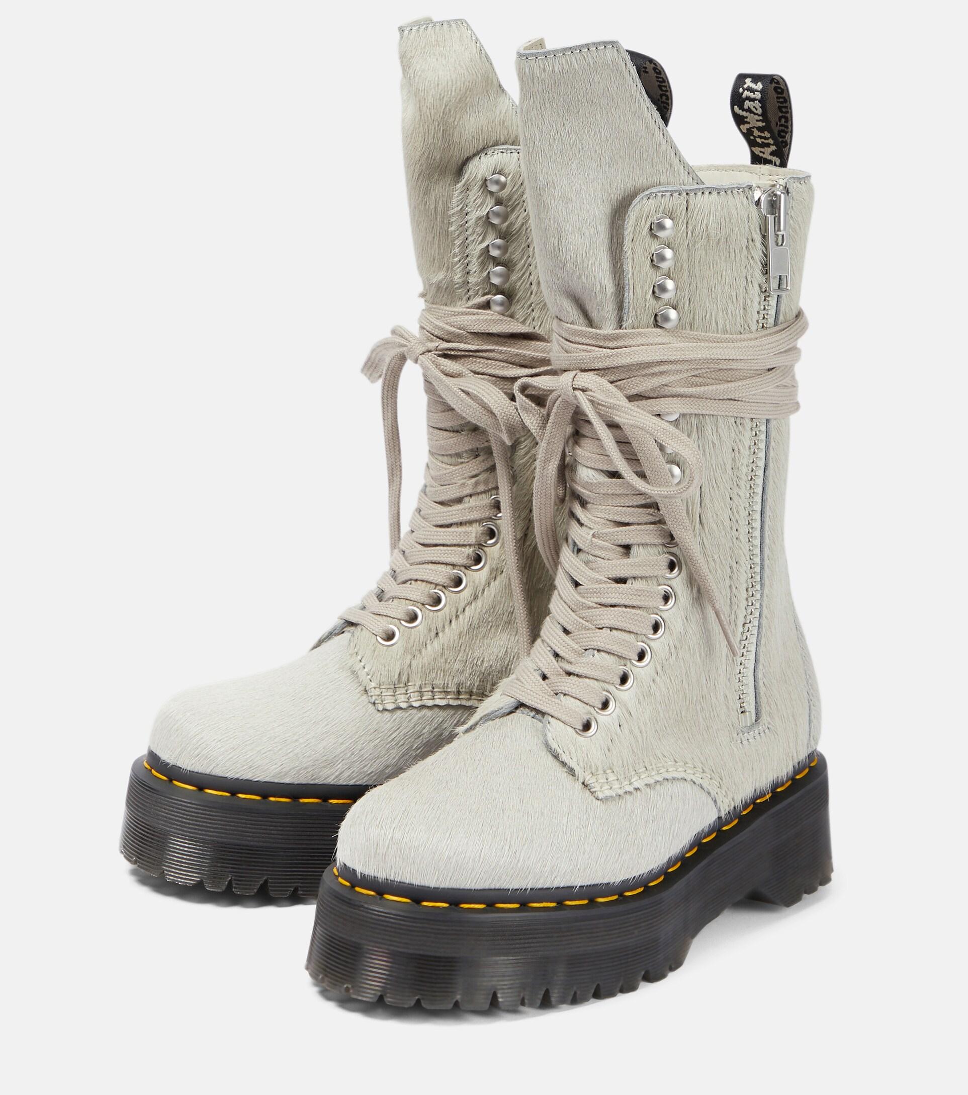 Rick Owens X Martens Calf Hair Boots in Gray Lyst