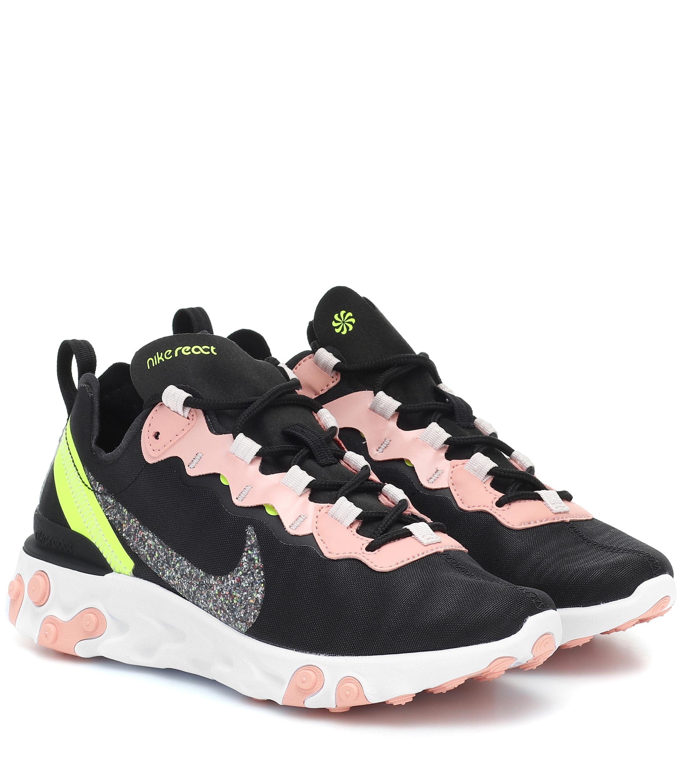 nike black and pink regrind react element 55 trainers