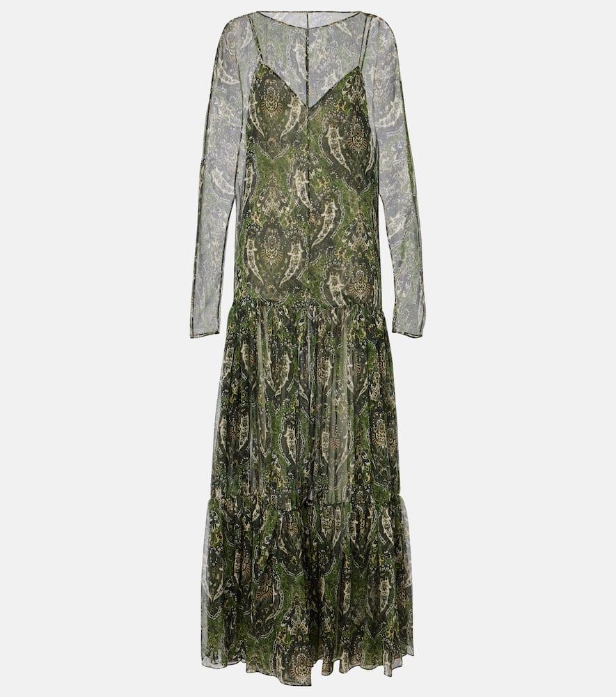 ワンピース SAINT LAURENT Khaki Viscose Blend Long Dress Saint Laurent Women's Khaki Viscose Blend Long Dress In