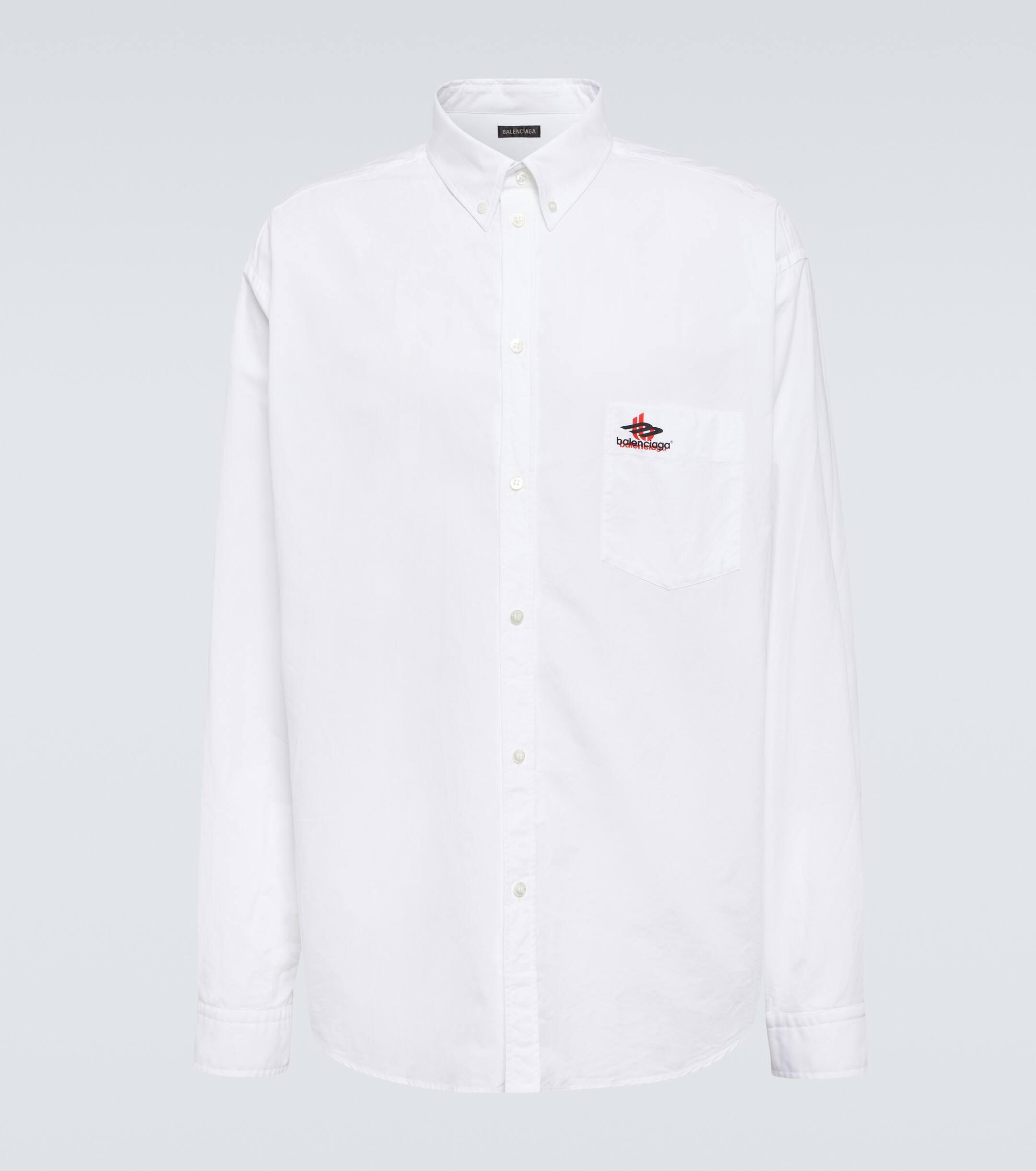 Balenciaga Logo Embroidered Cotton Poplin Shirt in White for Men Lyst Canada