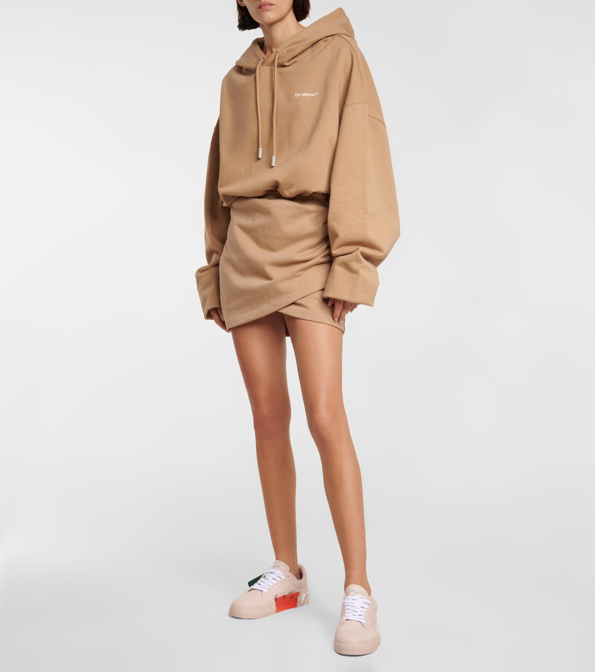 Off-White c/o Virgil Abloh Cotton Jersey Hoodie Dress in Brown | Lyst