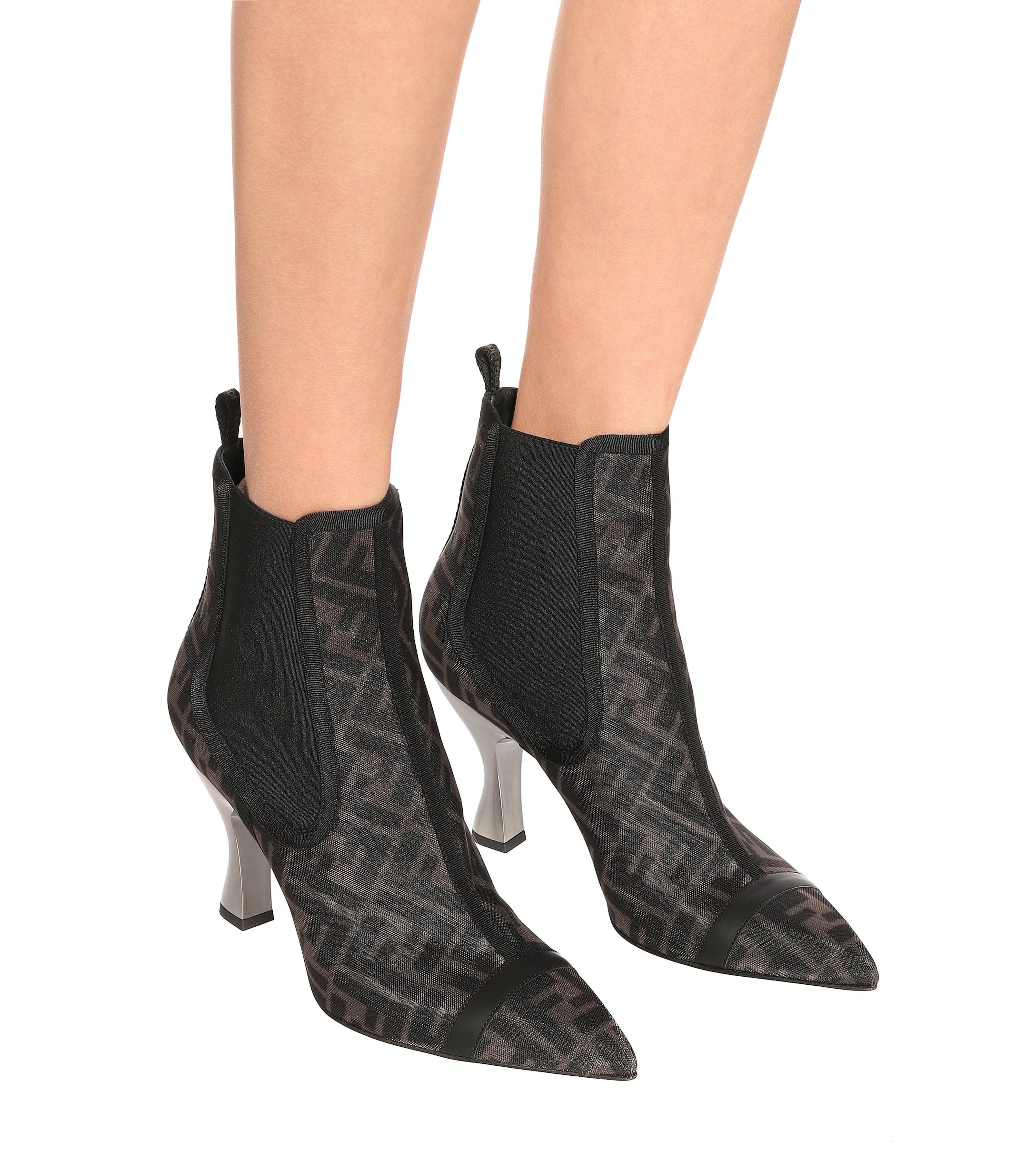 Fendi Tronchetto Ankle Boots in Brown | Lyst