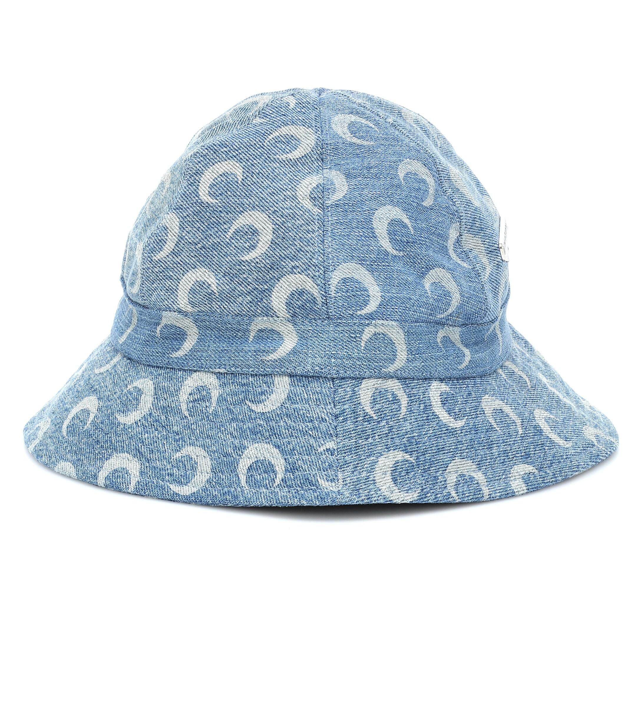 Marine Serre Logo Denim Bucket Hat in Blue - Lyst