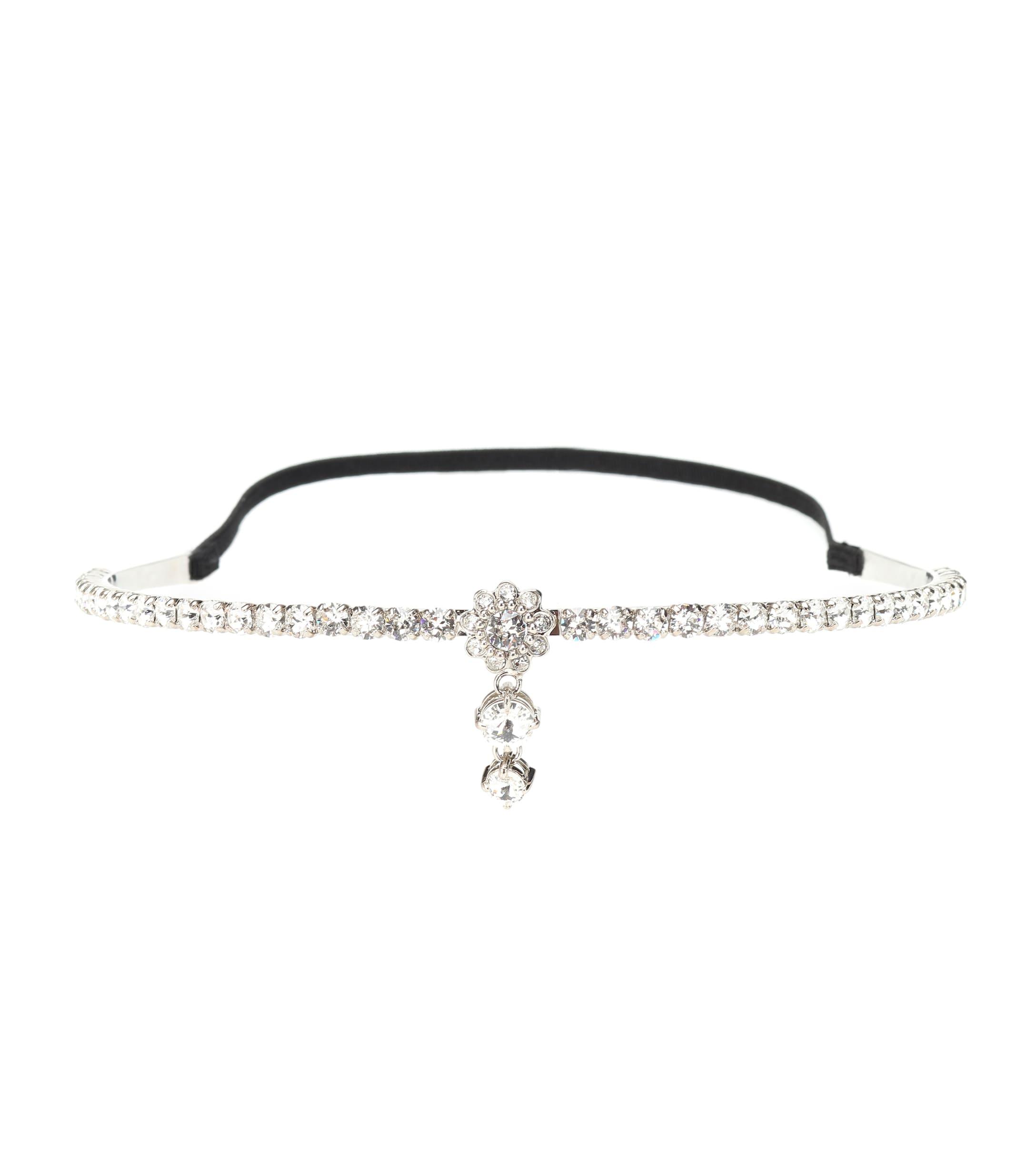 Miu Miu Crystal Embellished Headband in Black - Lyst