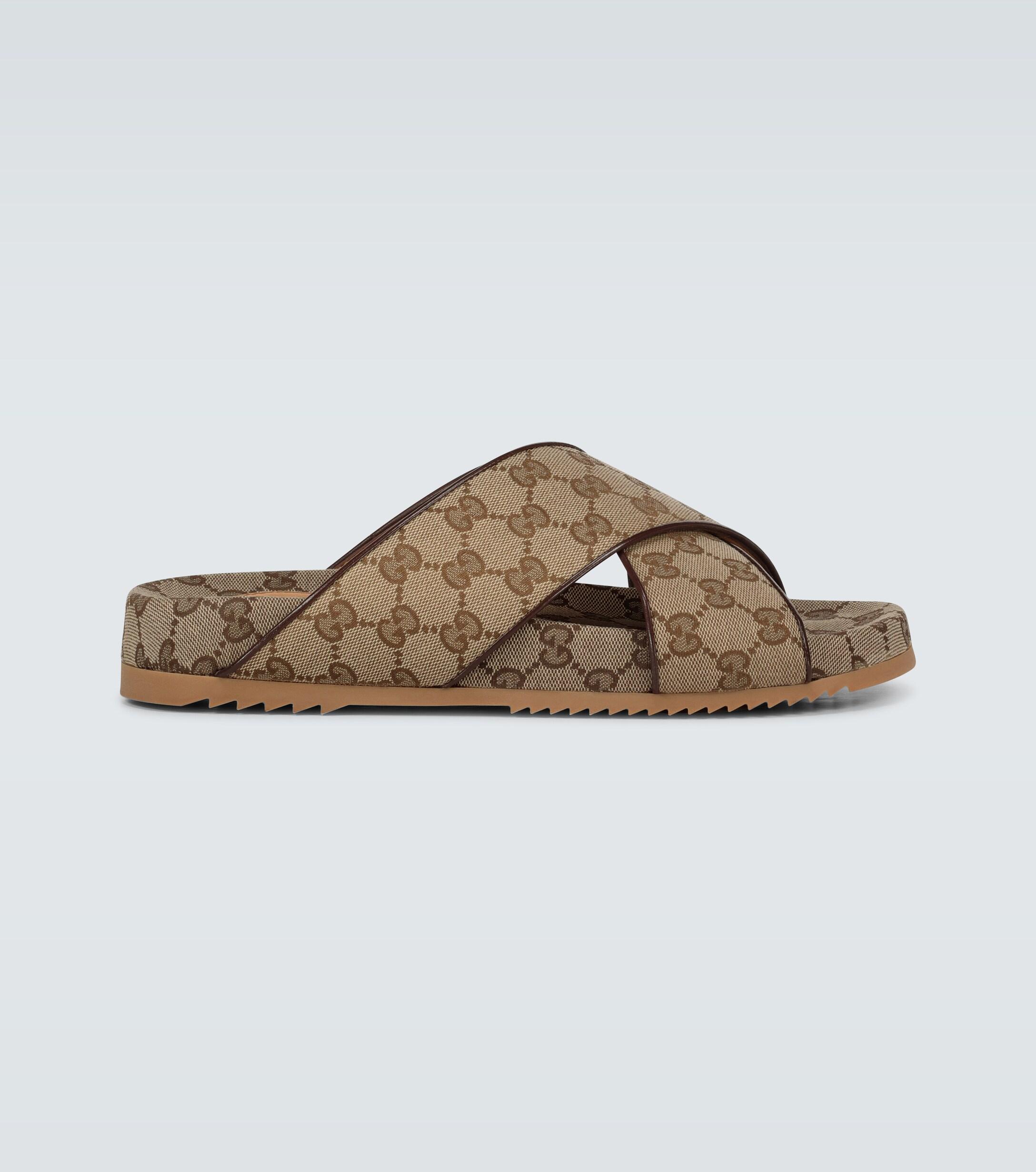 Gucci Sideline GG Canvas Slides in Beige (Natural) - Lyst