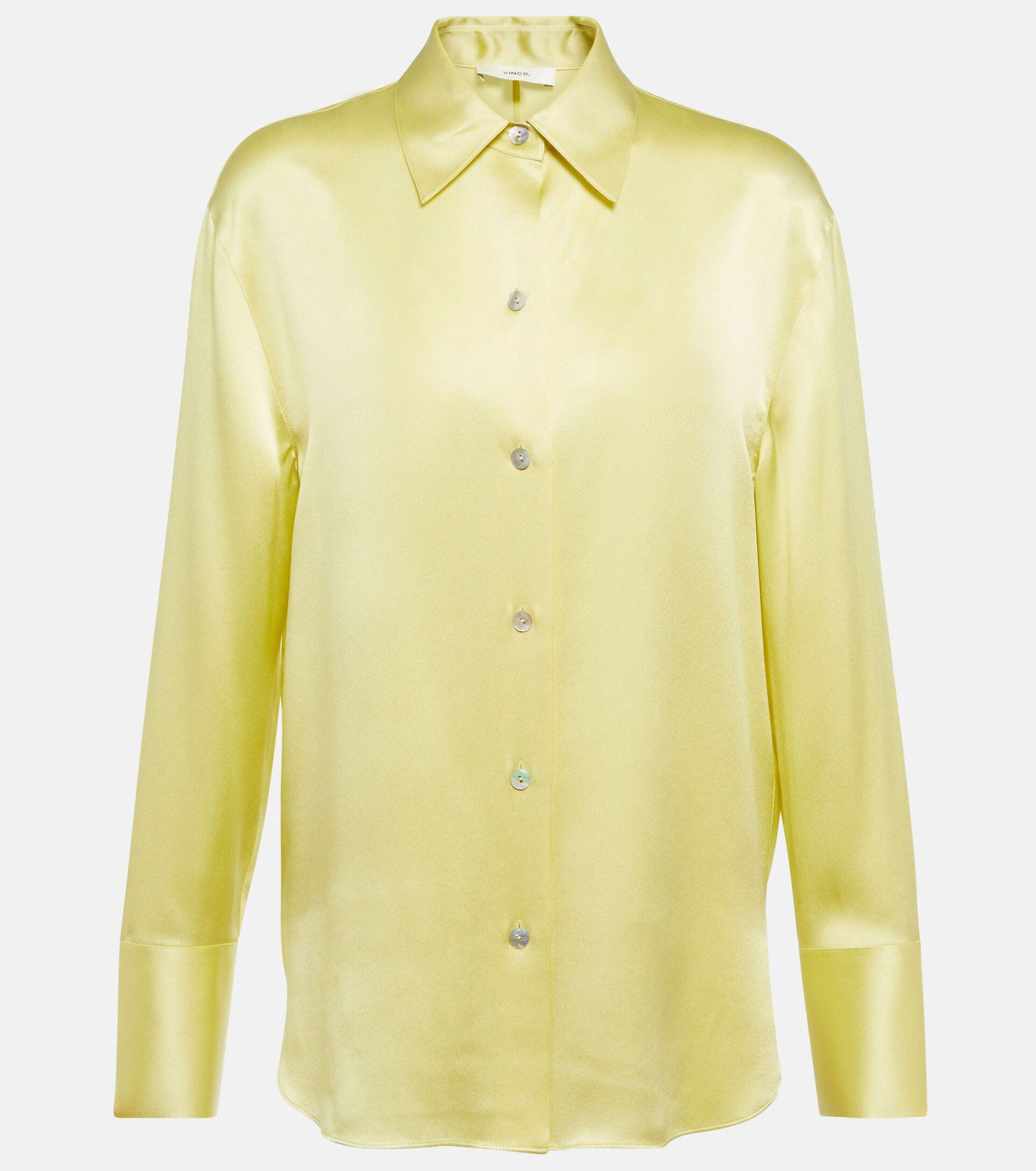 Vince Silk Shirt in Yellow | Lyst