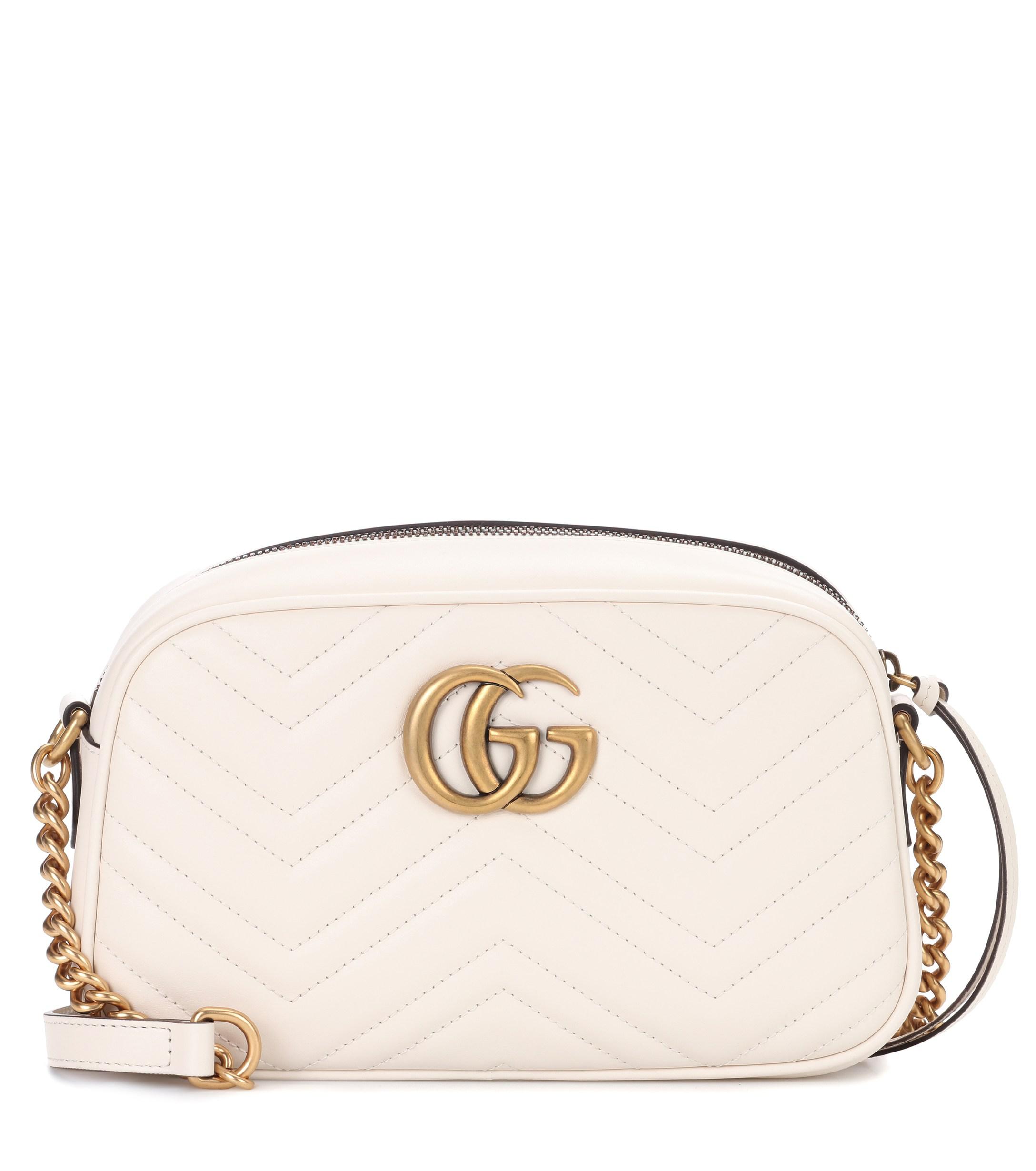 Gucci GG Marmont Leather Crossbody Bag in White - Lyst