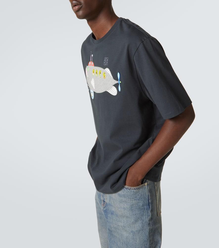 Loewe ロエベ / Suna Fujita / Deep Sea cotton jersey T-shirt x Suna Fujita Deep Sea cotton jersey T-shirt in grey - Loewe