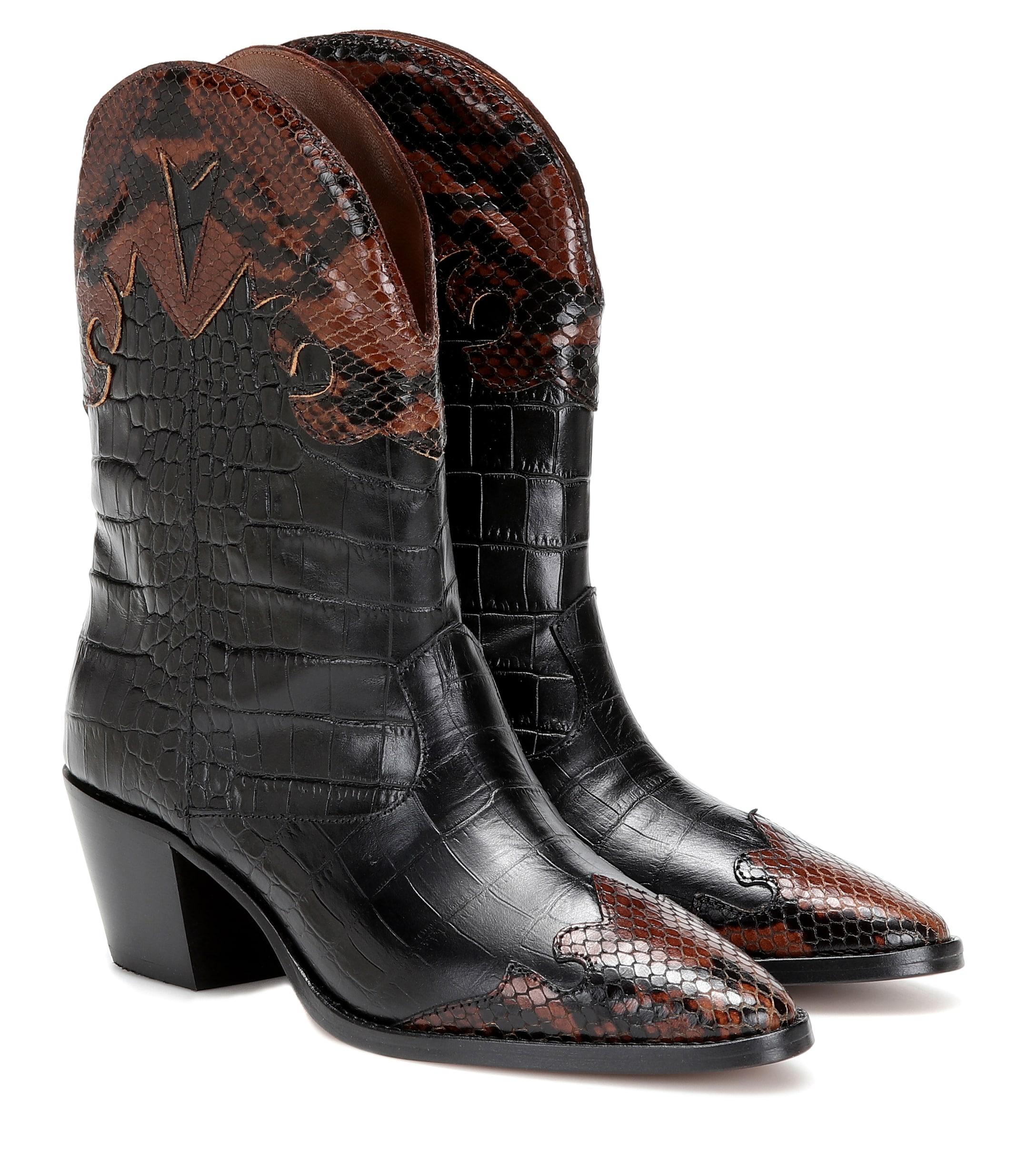 Paris Texas Snakeeffect Leather Cowboy Boots in Brown (Black) Lyst