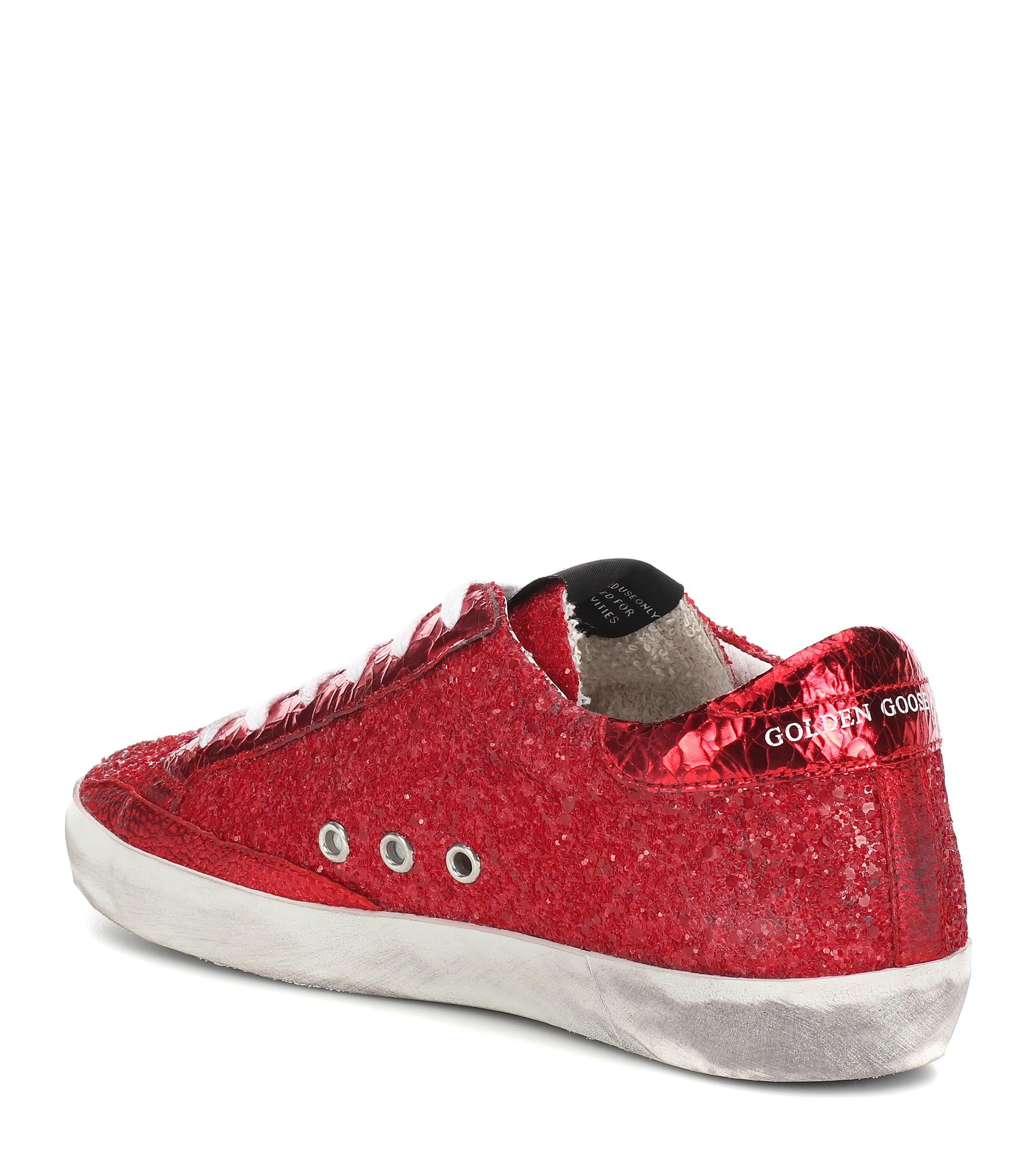 womens red glitter sneakers